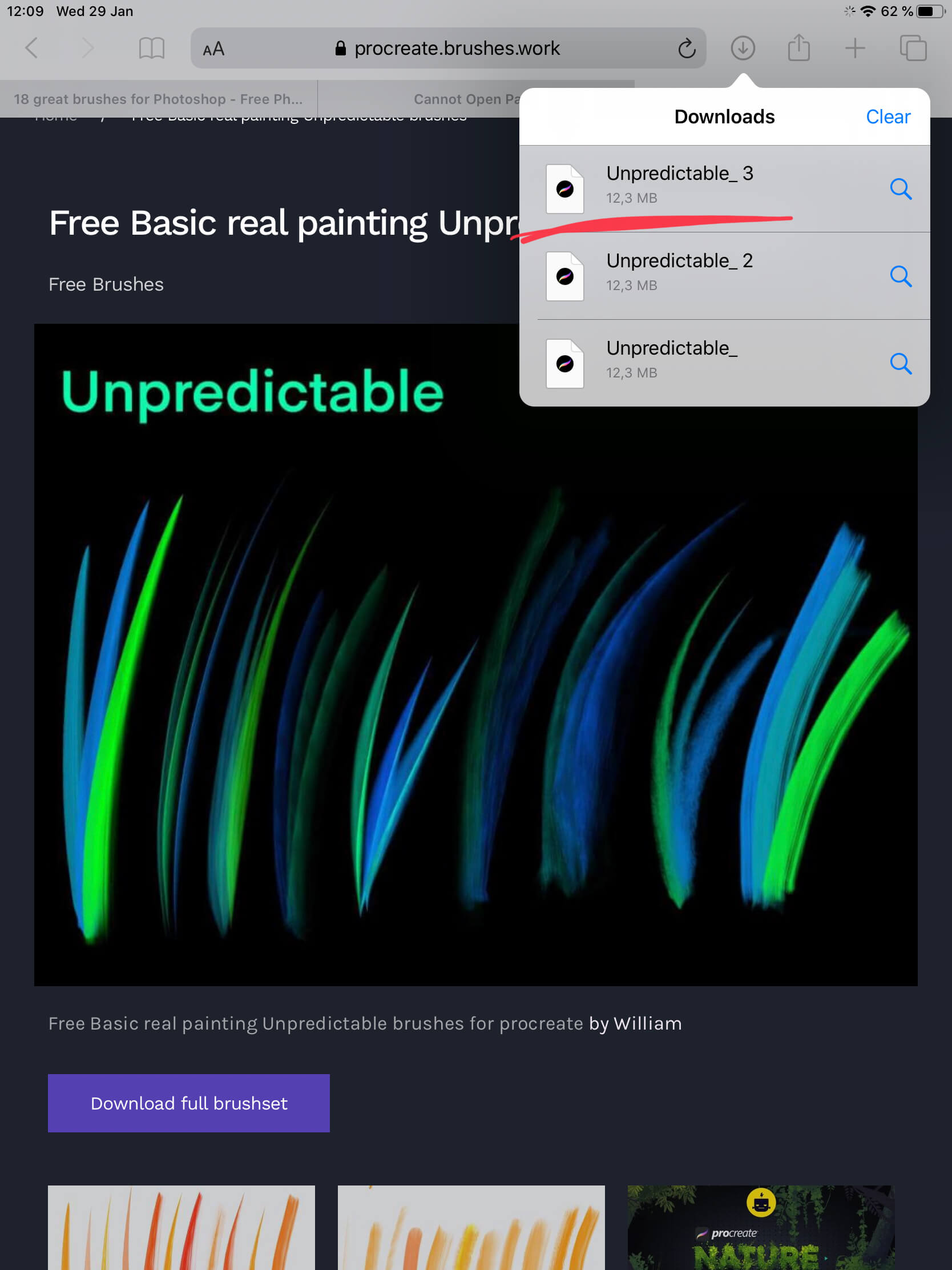 if there is some bug and brush is not opened directly in procreate