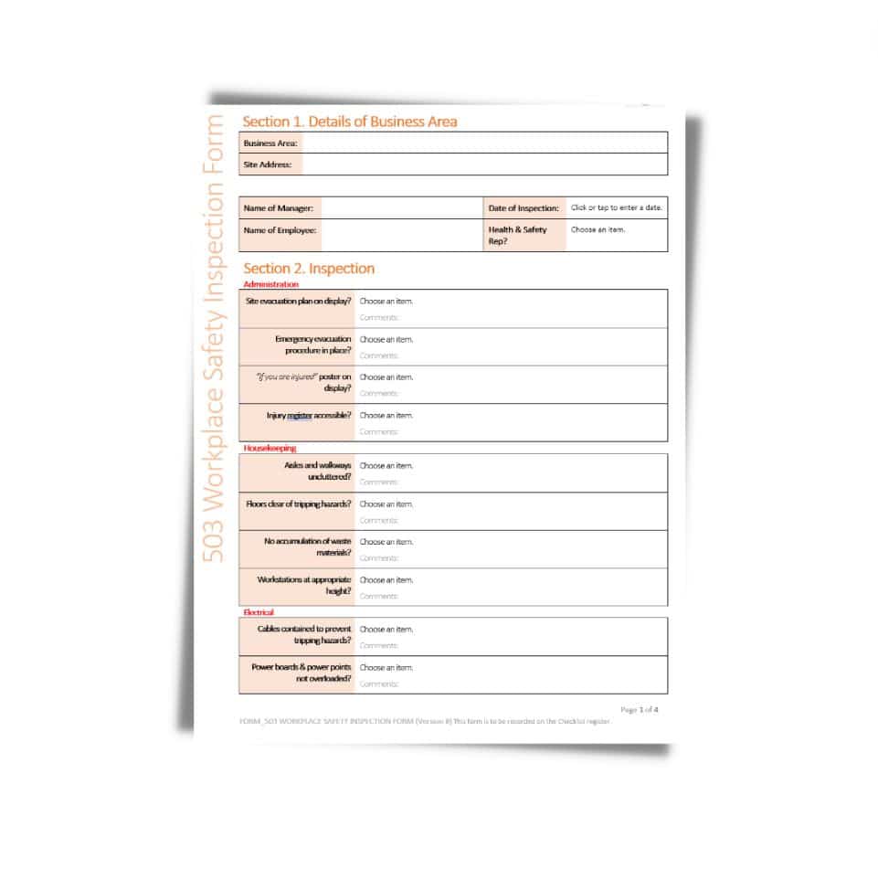 Workplace Safety Inspection Form 503