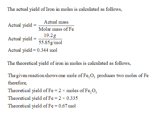 Answered Combining 0.335 mol Fe2O3 with excess… bartleby