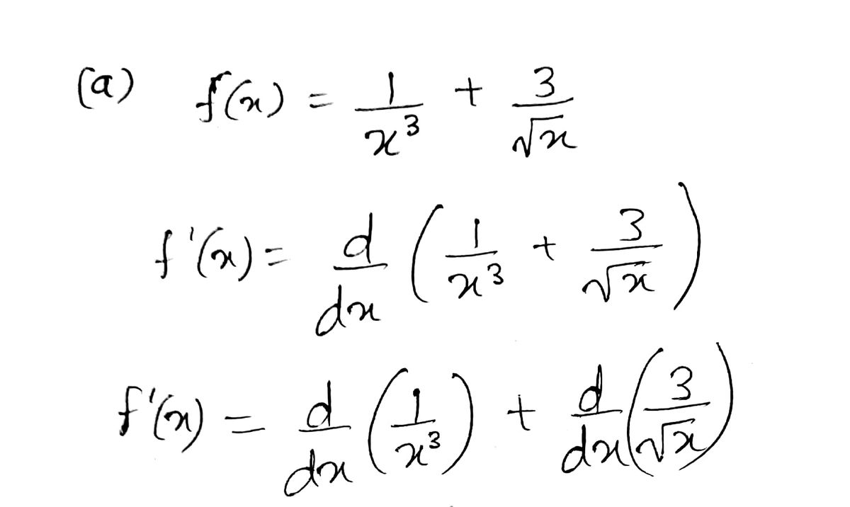 Answered Find the derivative of a. 1/x^3 + 3… bartleby