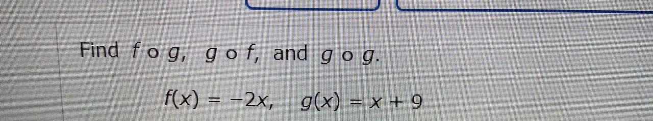 Answered Find fog, gof, and g o g. f(x) = 2x,… bartleby