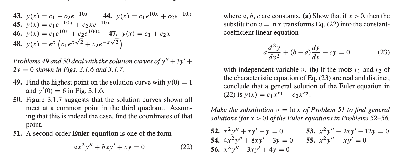 Answered A secondorder Euler equation is one of… bartleby