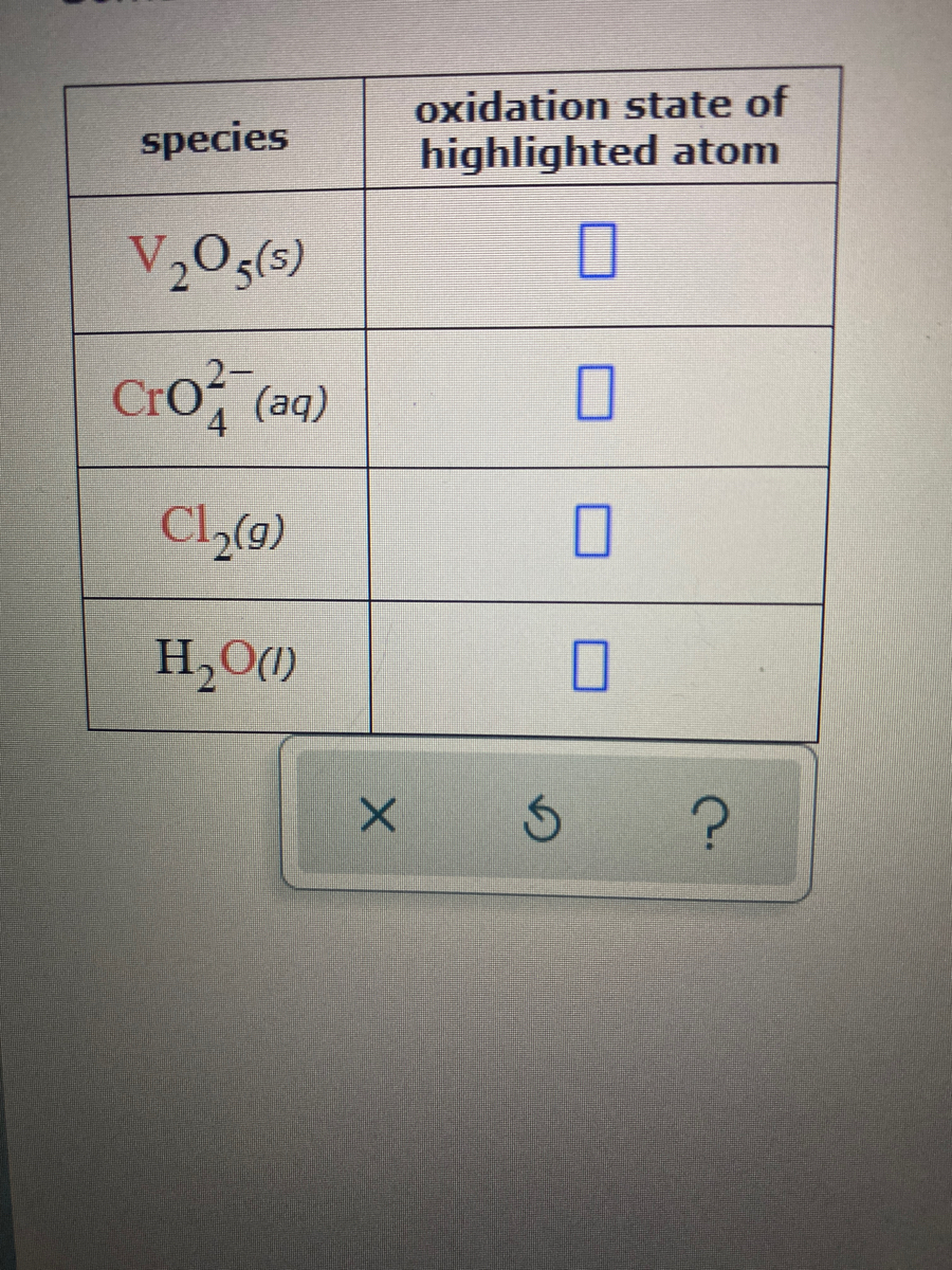 Answered oxidation state of species highlighted… bartleby