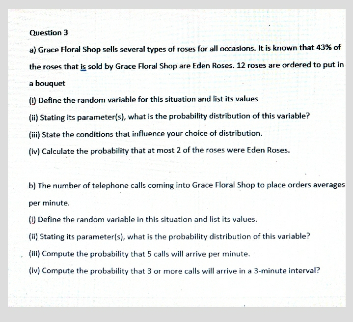Answered Question 3 a) Grace Floral Shop sells… bartleby