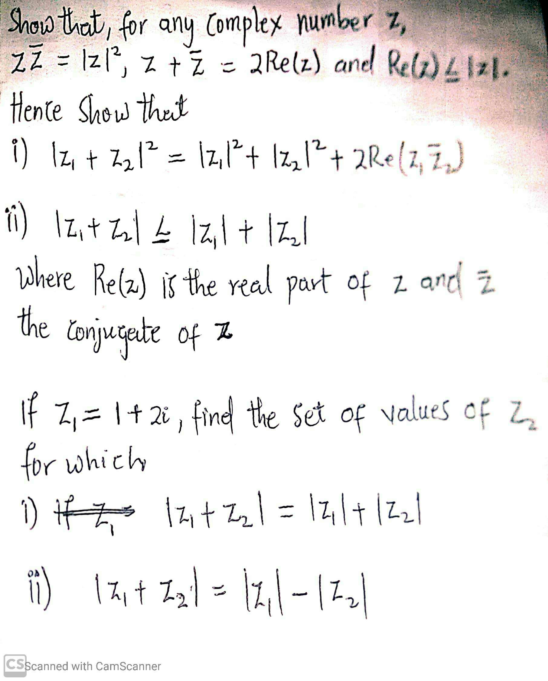 Answered Show that, for any Complex number z, ZZ… bartleby