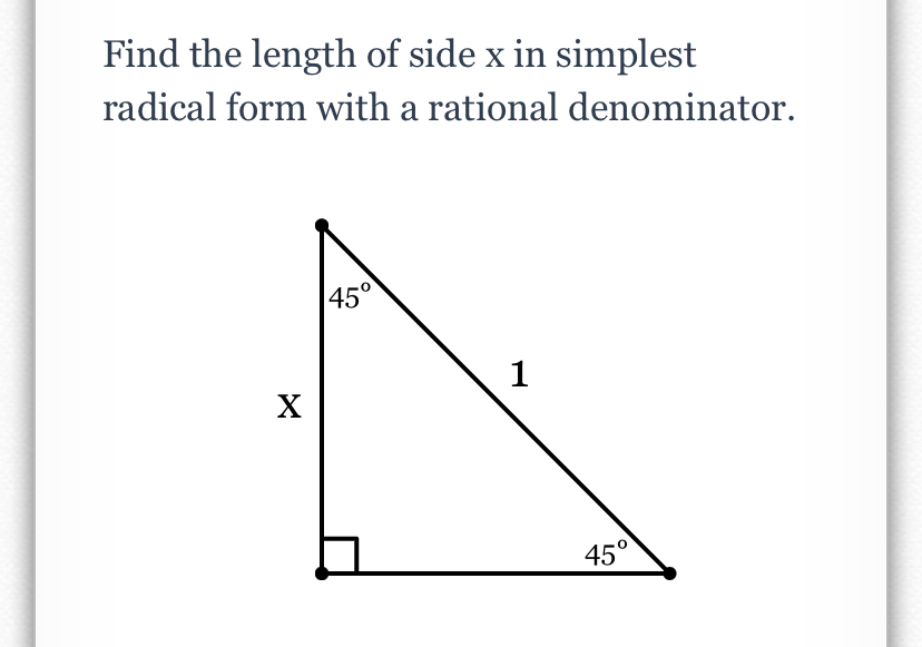 Answered Find the length of side x in simplest… bartleby