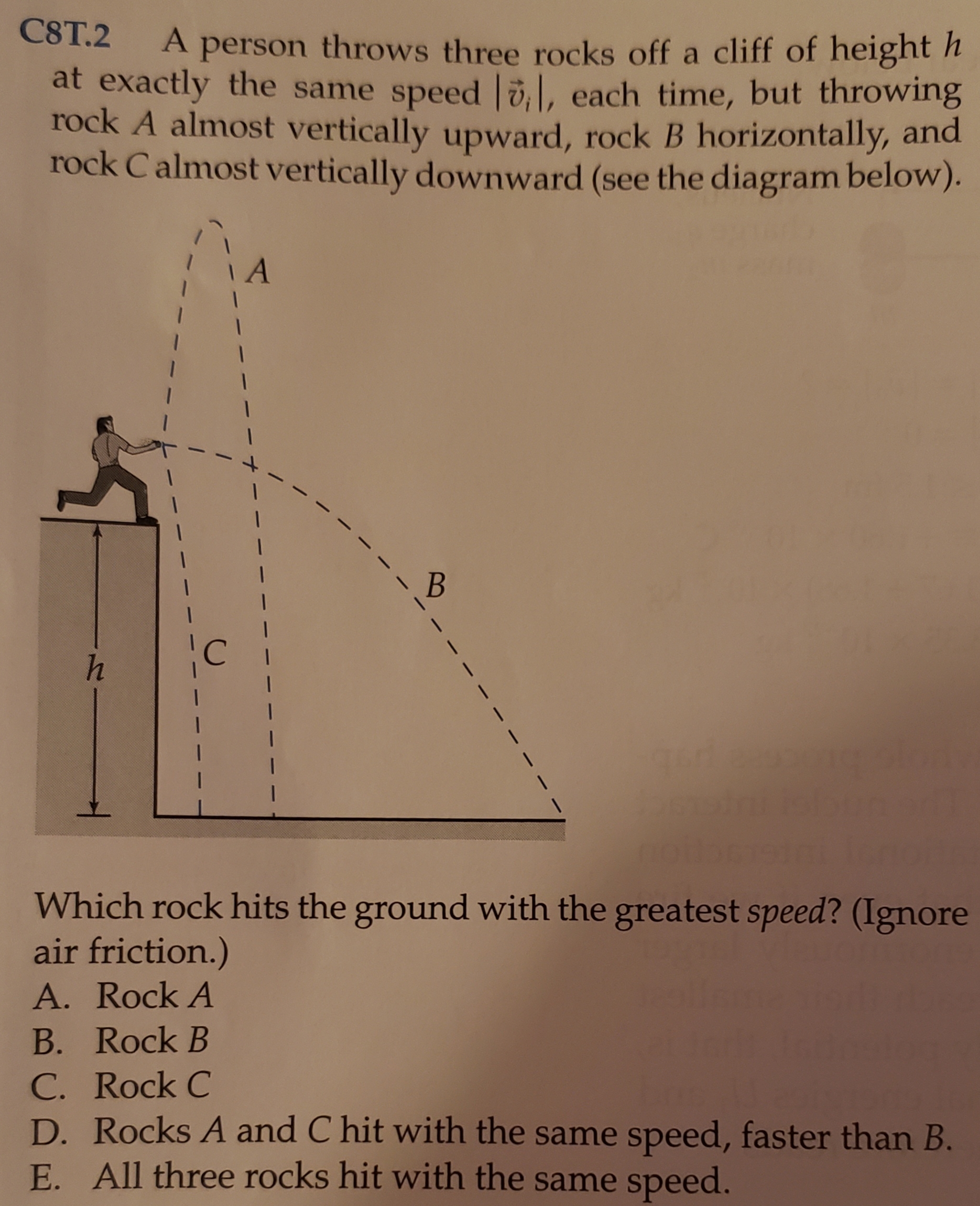 Answered CST.2 A person throws three rocks off a… bartleby