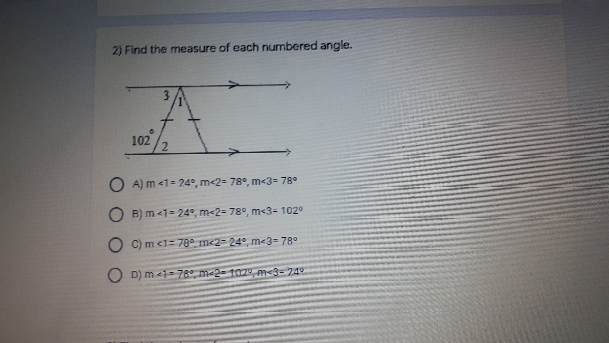 Answered 2) Find the measure of each numbered… bartleby