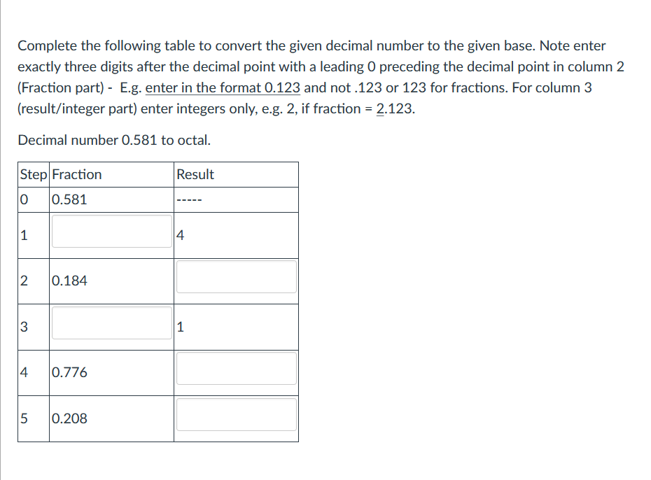 Answered Complete the following table to convert… bartleby