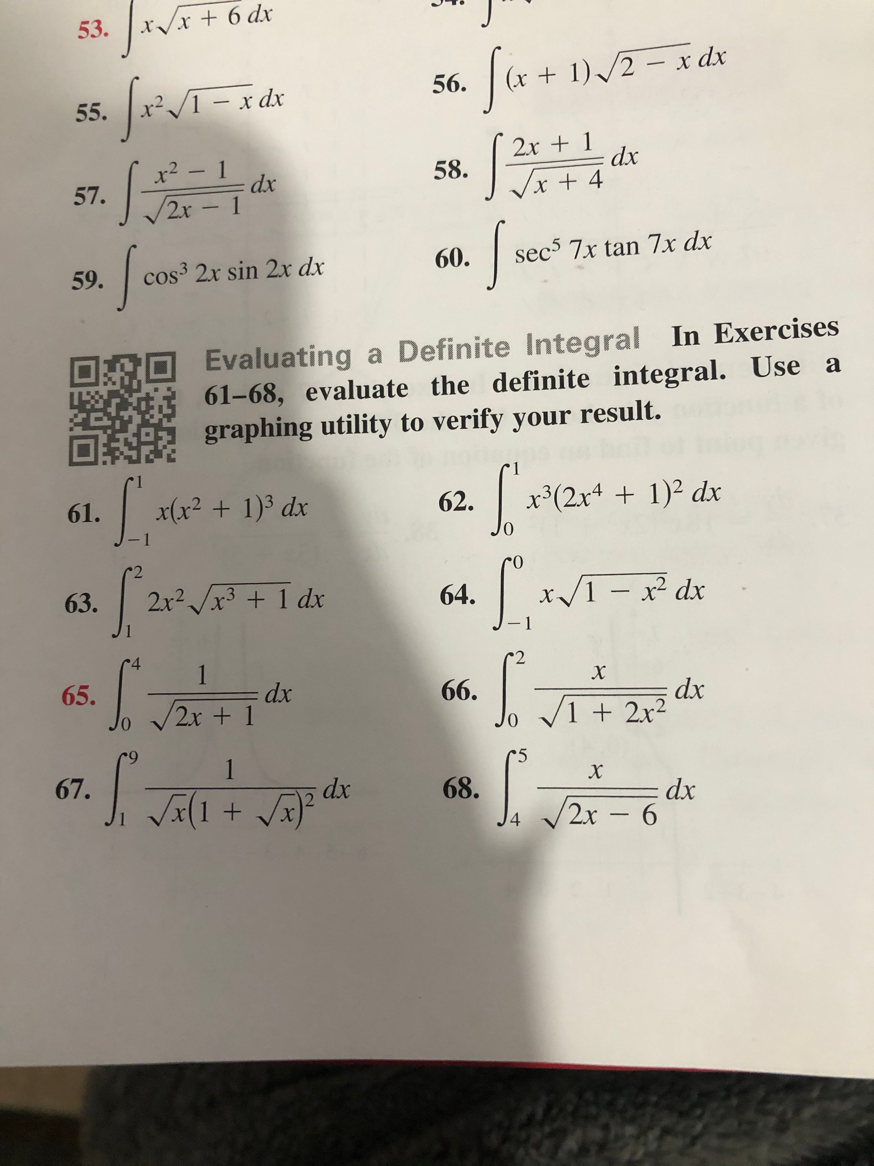 Answered: XVx + 6 dx 53. X (r +1)/2- x dx 56. 1-… | bartleby