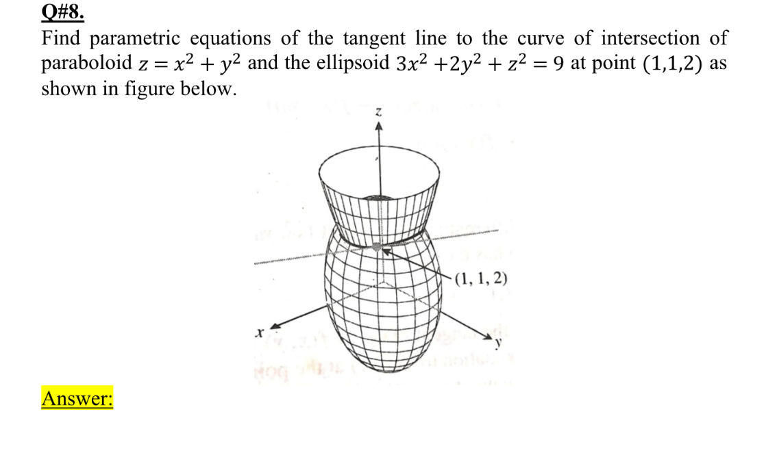 Answered Find parametric equations of the… bartleby