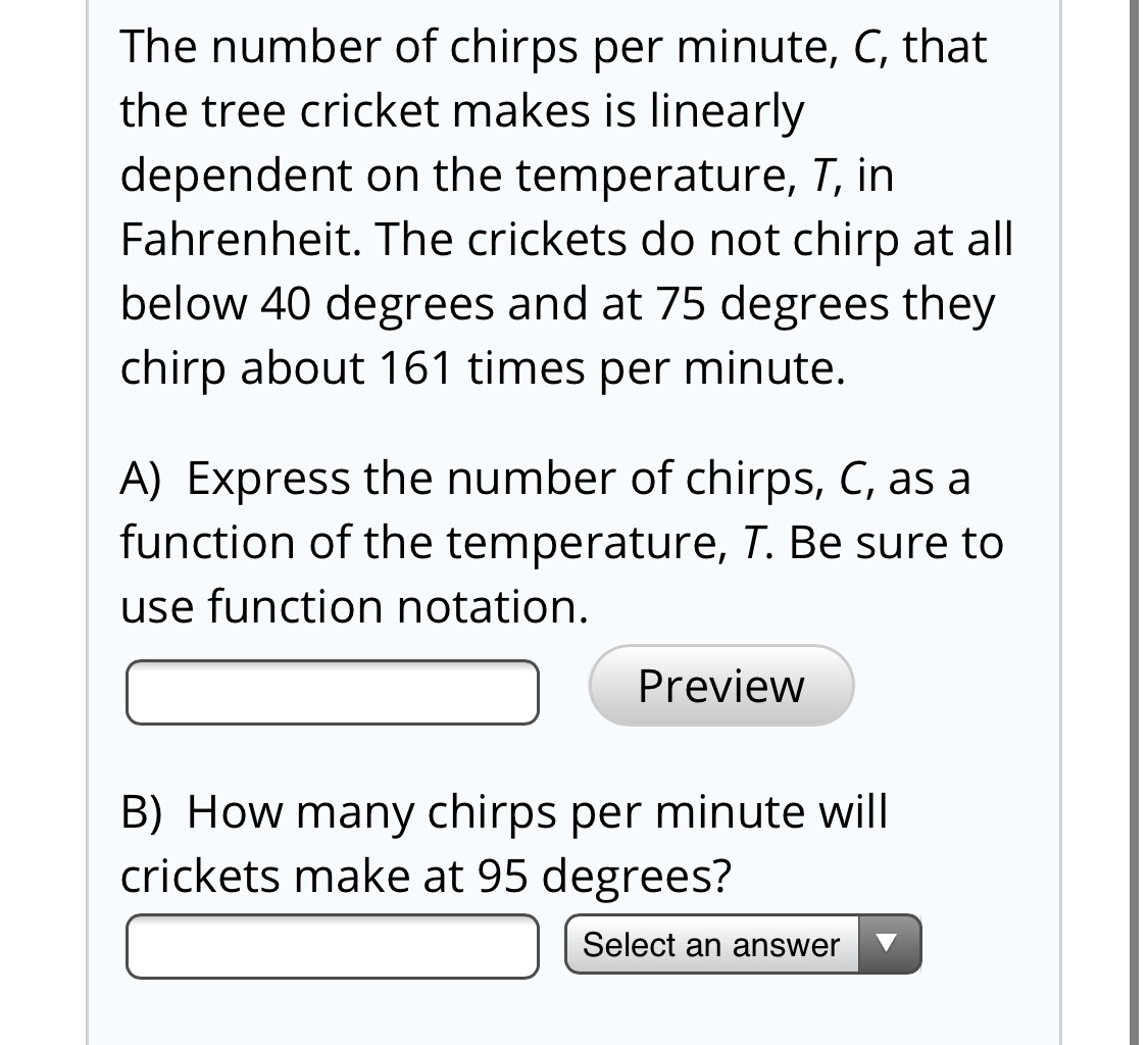 Answered The number of chirps per minute, C,… bartleby