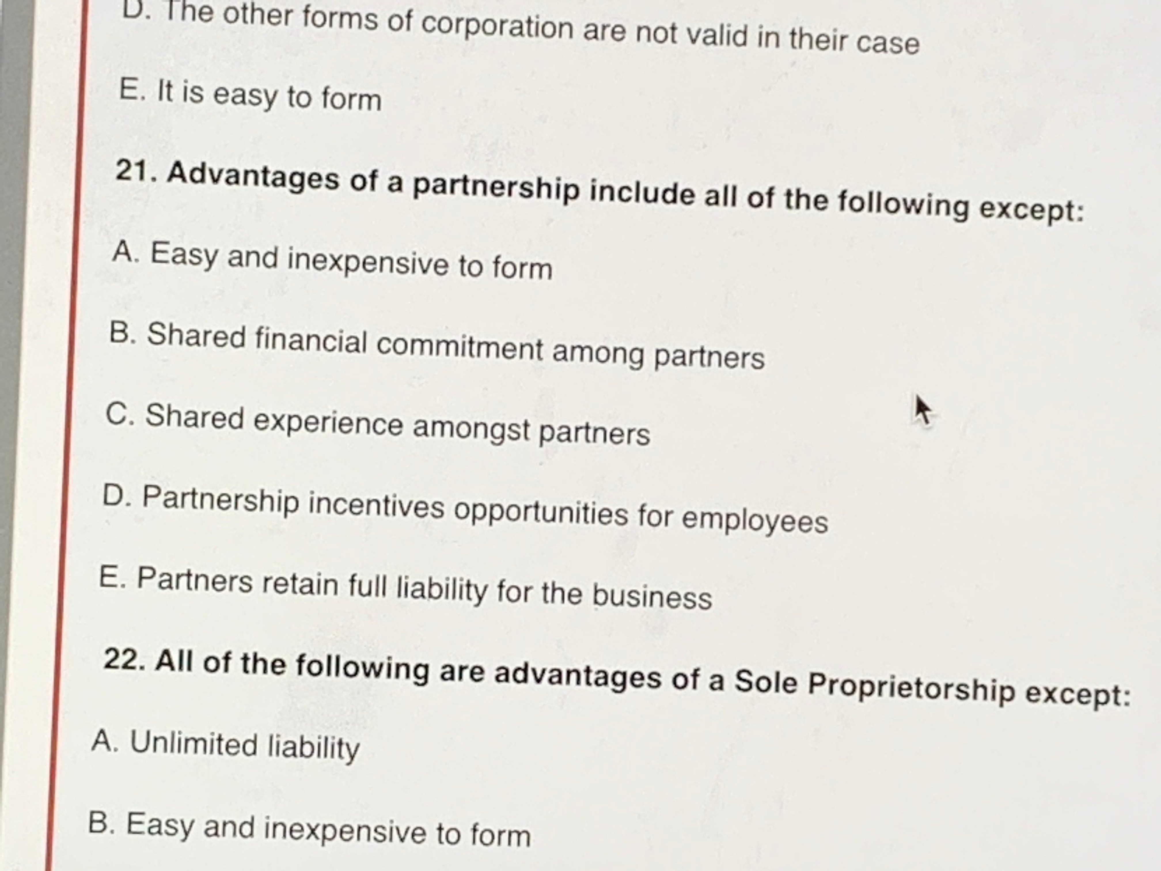 Answered 21. Advantages of a partnership include… bartleby