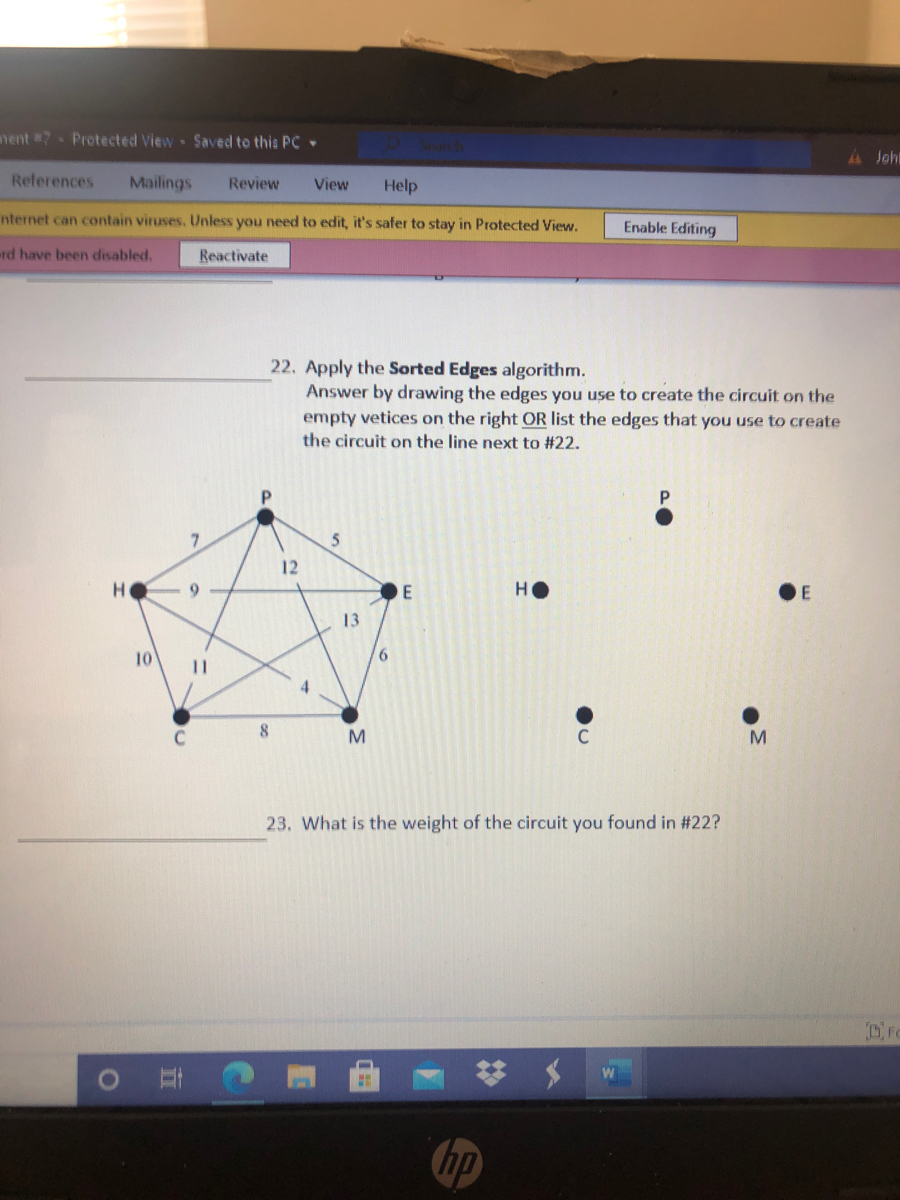Answered Sorted Edges algorithm. bartleby