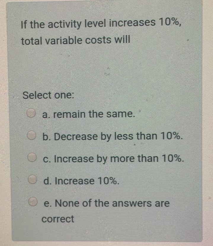 Answered If the activity level increases 10,… bartleby