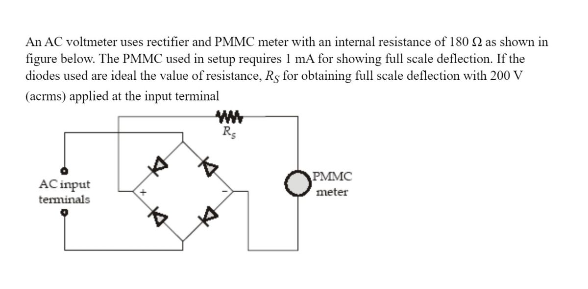 Answered An AC voltmeter uses rectifier and PMMC… bartleby
