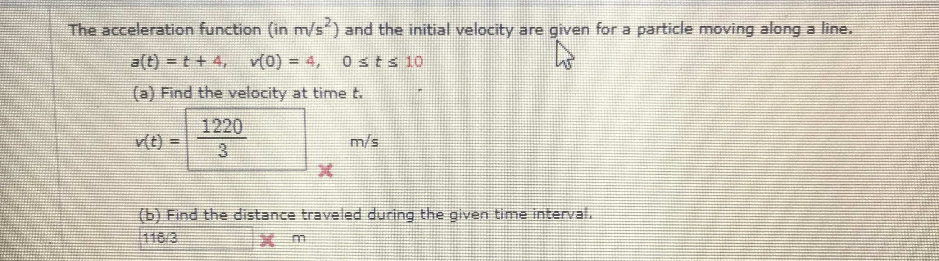 Answered The acceleration function (in m/s) and… bartleby