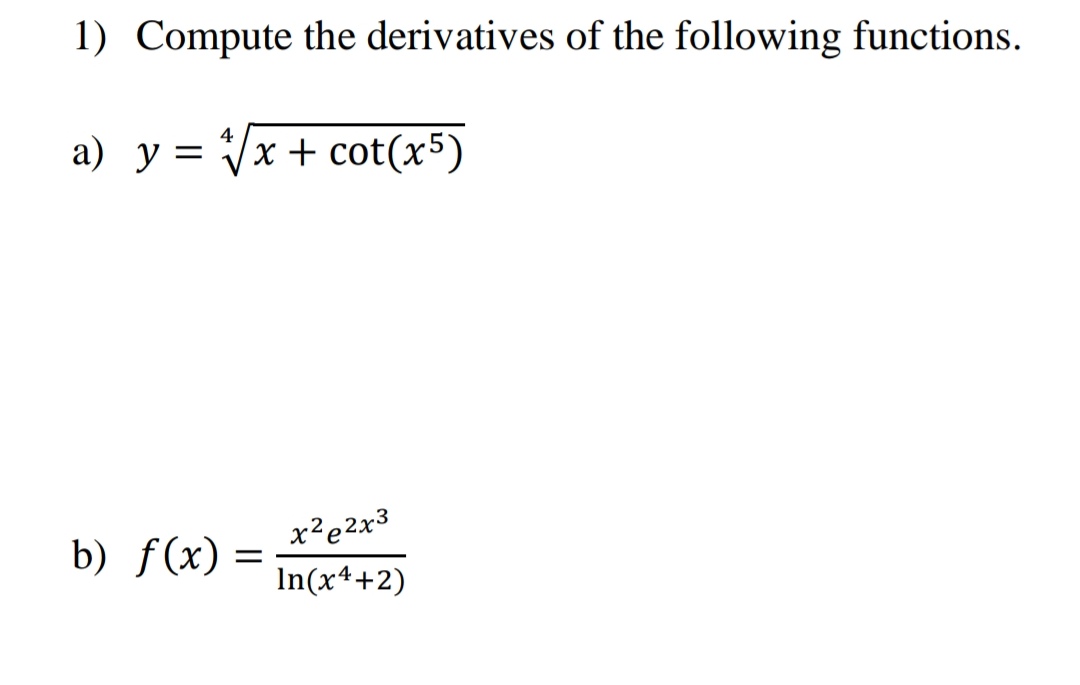 Answered Compute the derivatives of the… bartleby