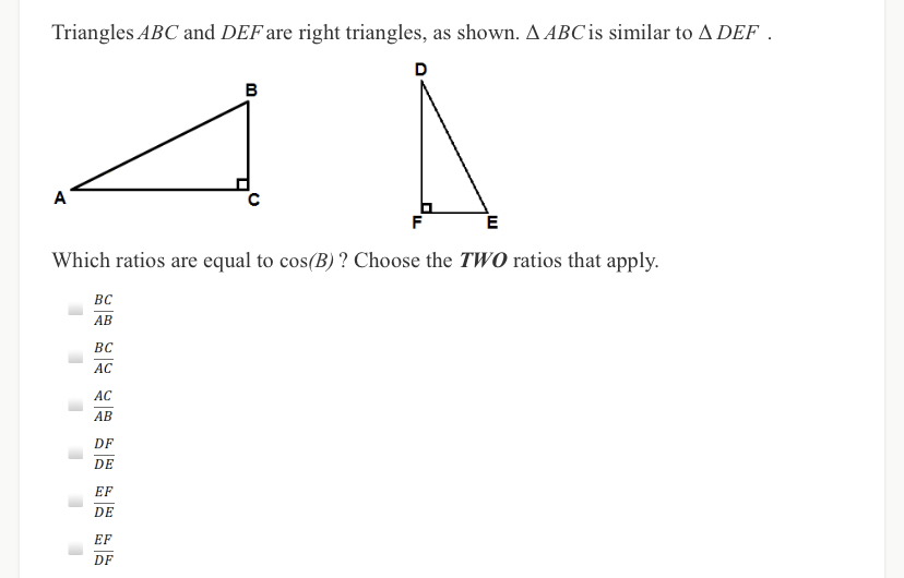 Answered Triangles ABC and DEF are right… bartleby