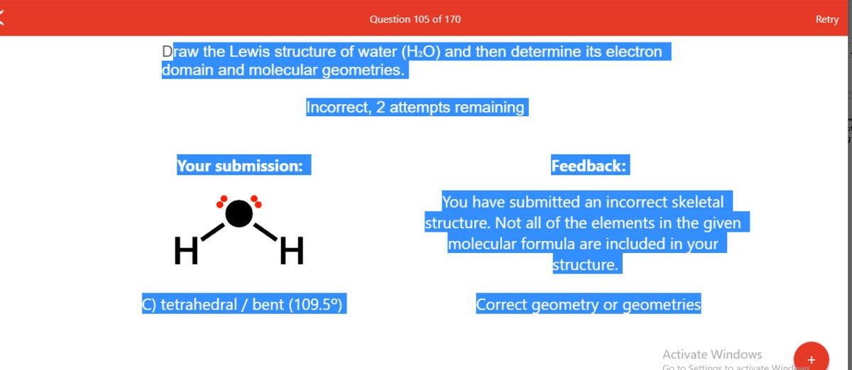 Draw Step By Step The Lewis Structure For Water (H2O)