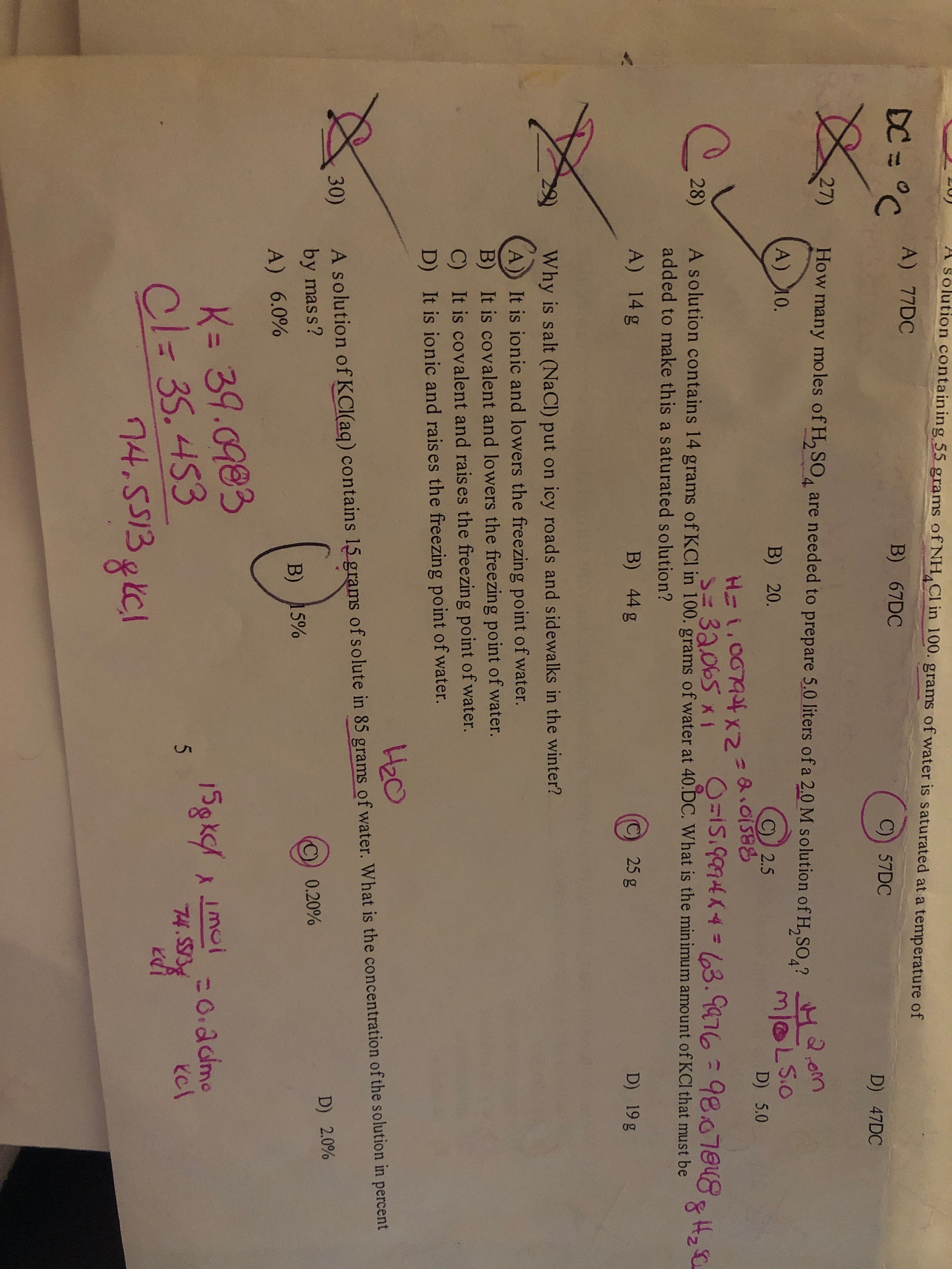 Answered A solution containing 55 grams of NH Cl… bartleby