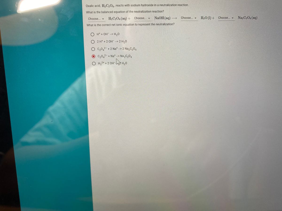 Answered Oxalic acid, H,C,04, reacts with sodium… bartleby