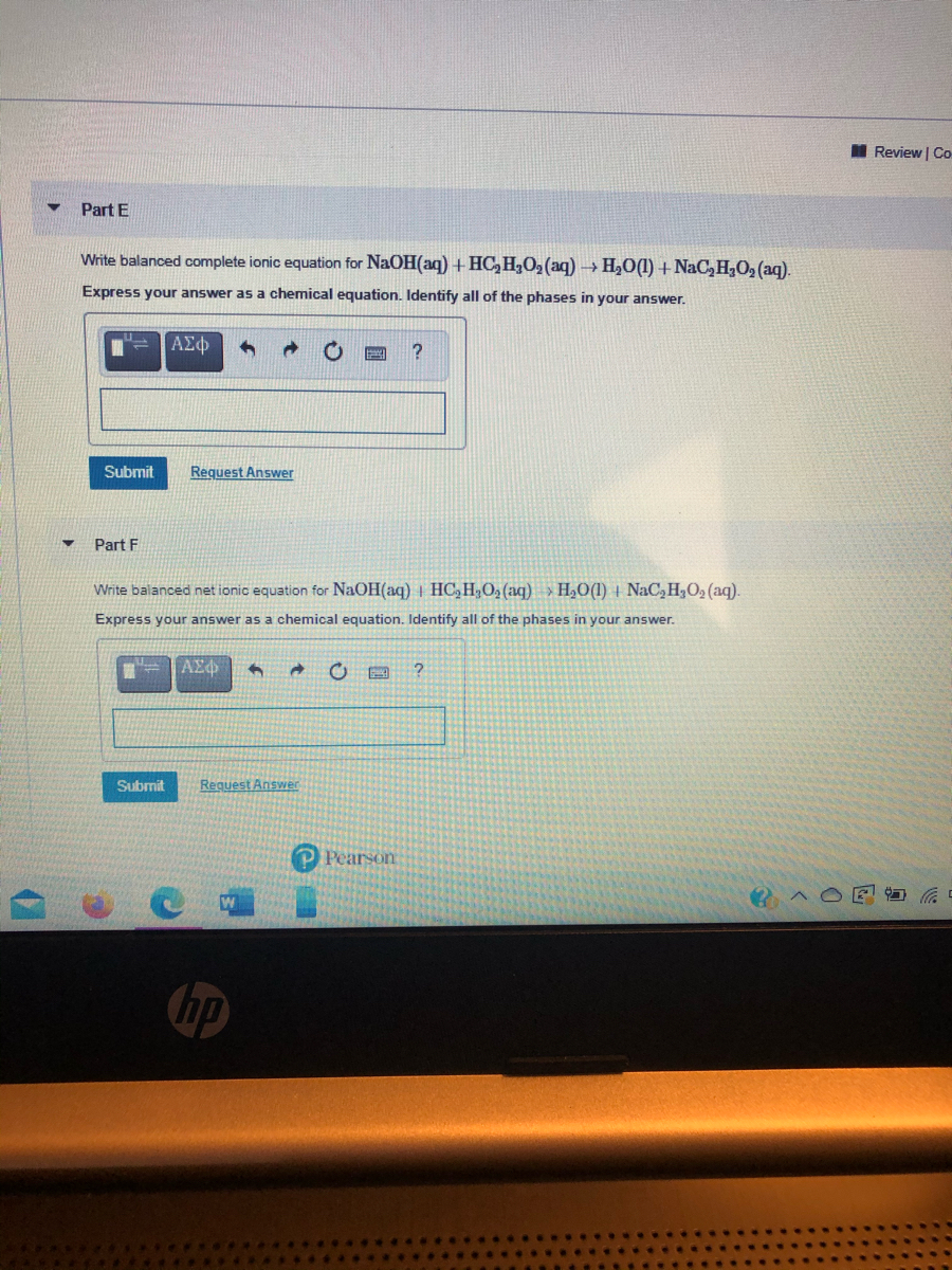 Answered I Review Co Part E Write balanced… bartleby