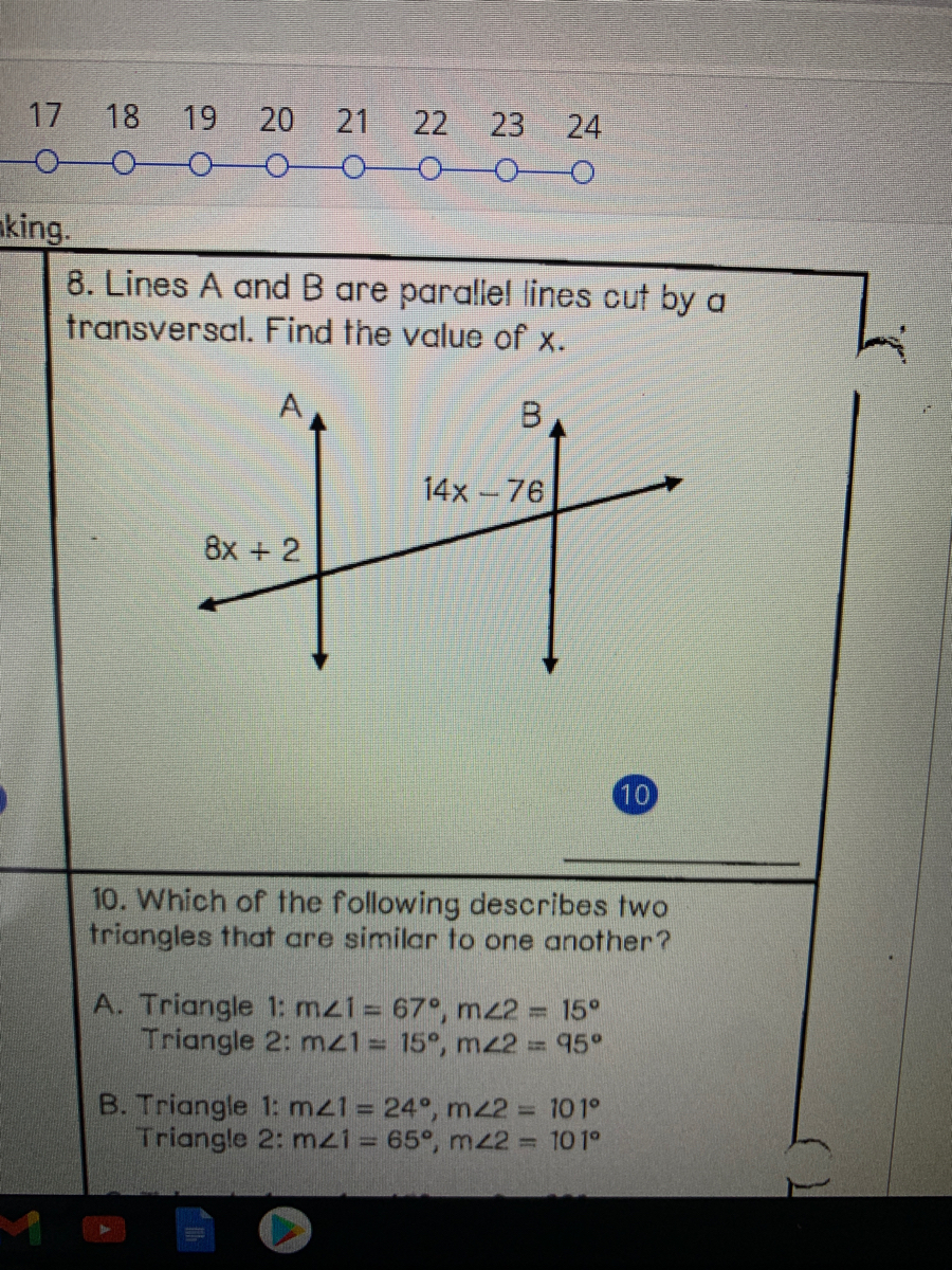 Answered 8. Lines A and B are parallel lines cut… bartleby