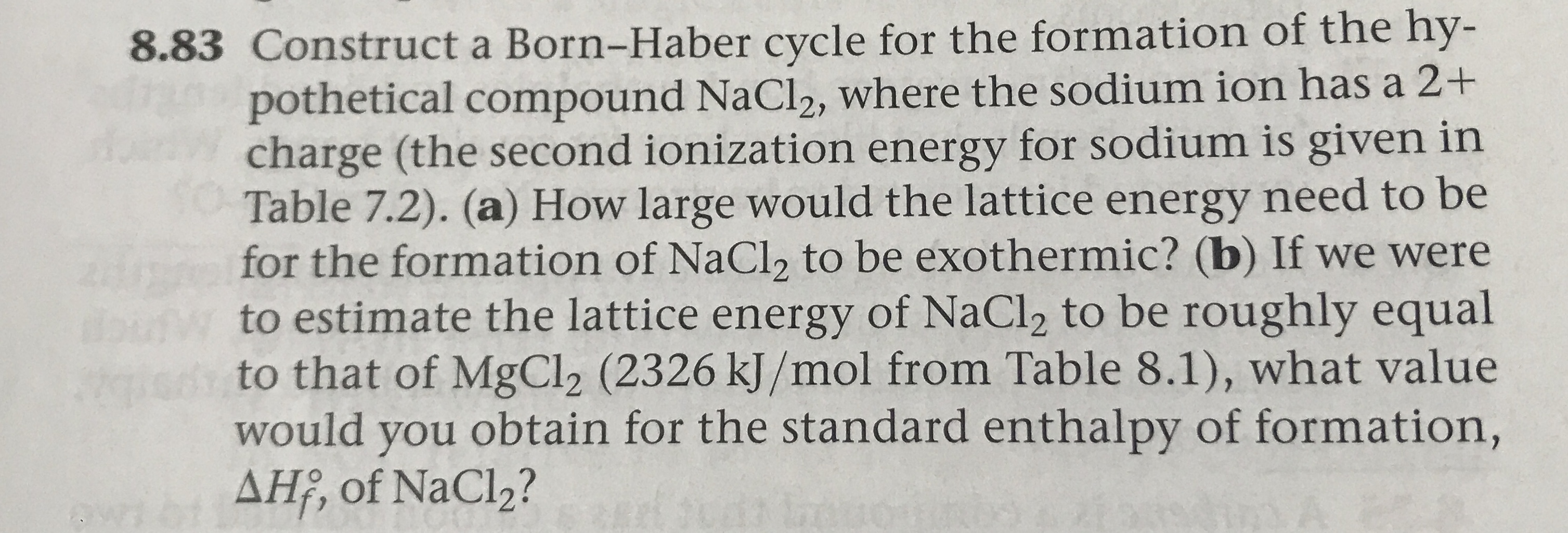 Answered 8.83 Construct a BornHaber cycle for… bartleby