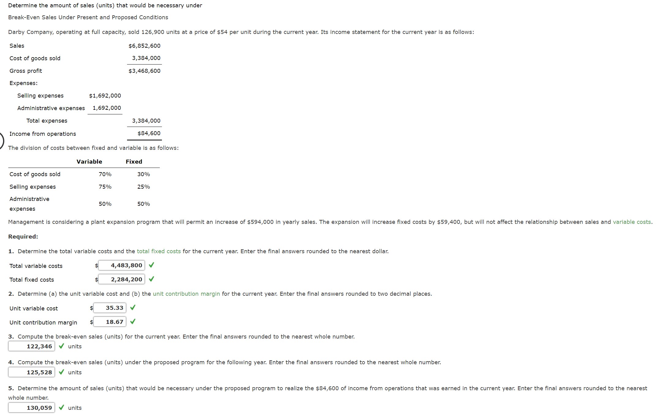 Answered Determine the amount of sales (units)… bartleby