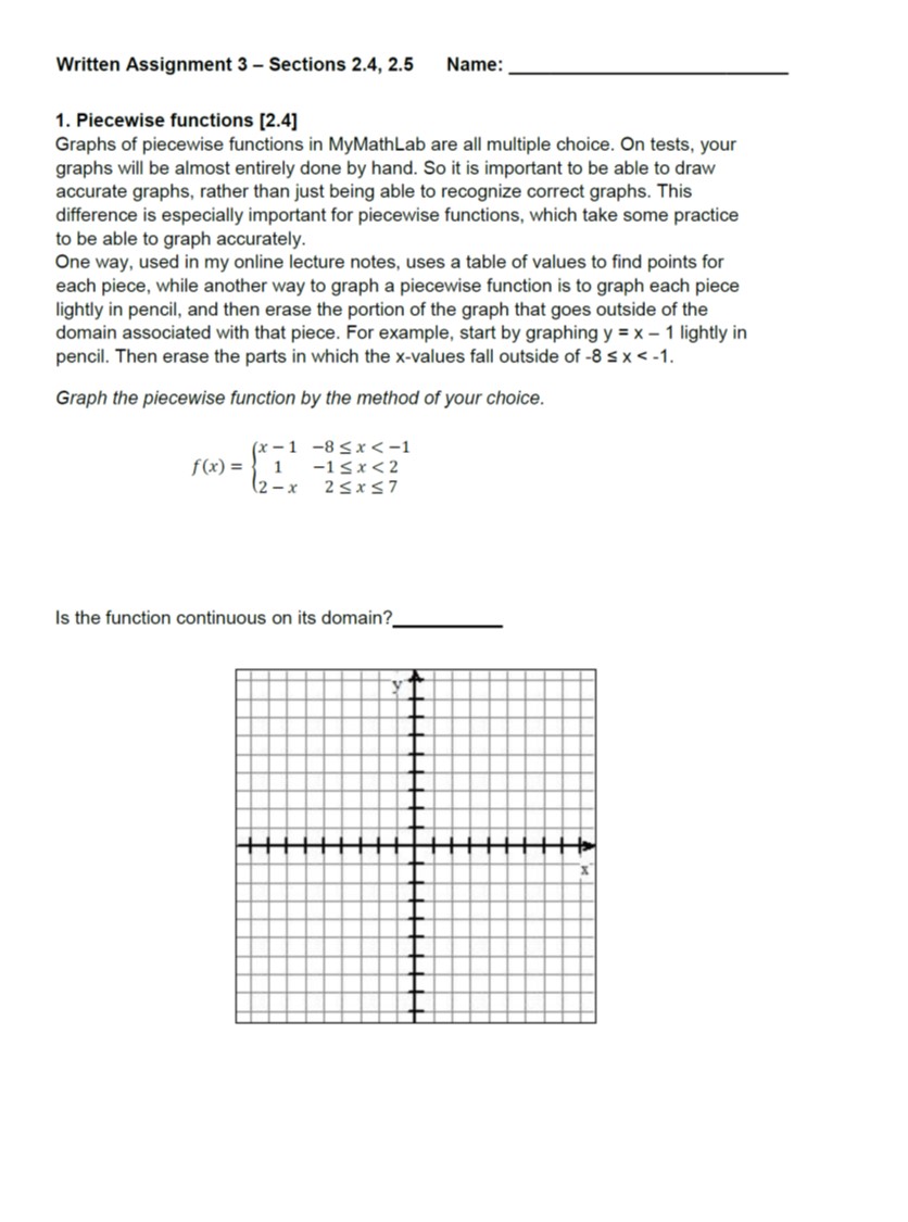 Piecewise Functions Worksheet With Answers