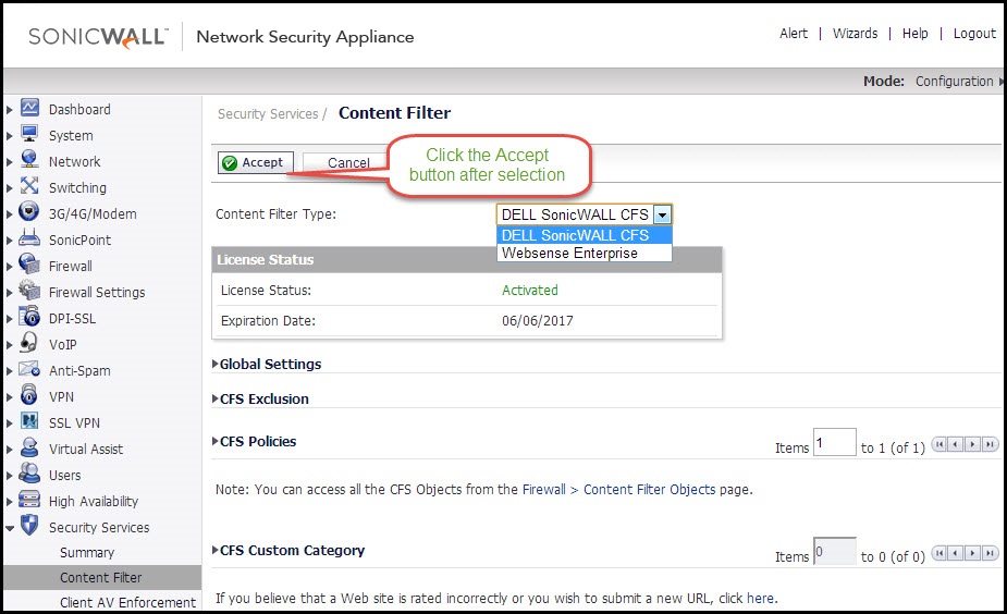 Content Filtering Service (CFS) 4.0 Overview SonicOS 6.2.6 and above