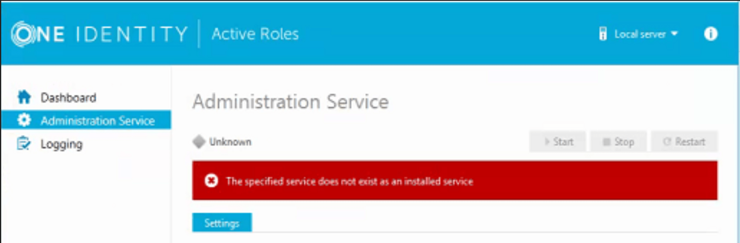 Active Roles Service was not installed. Error "The specified service