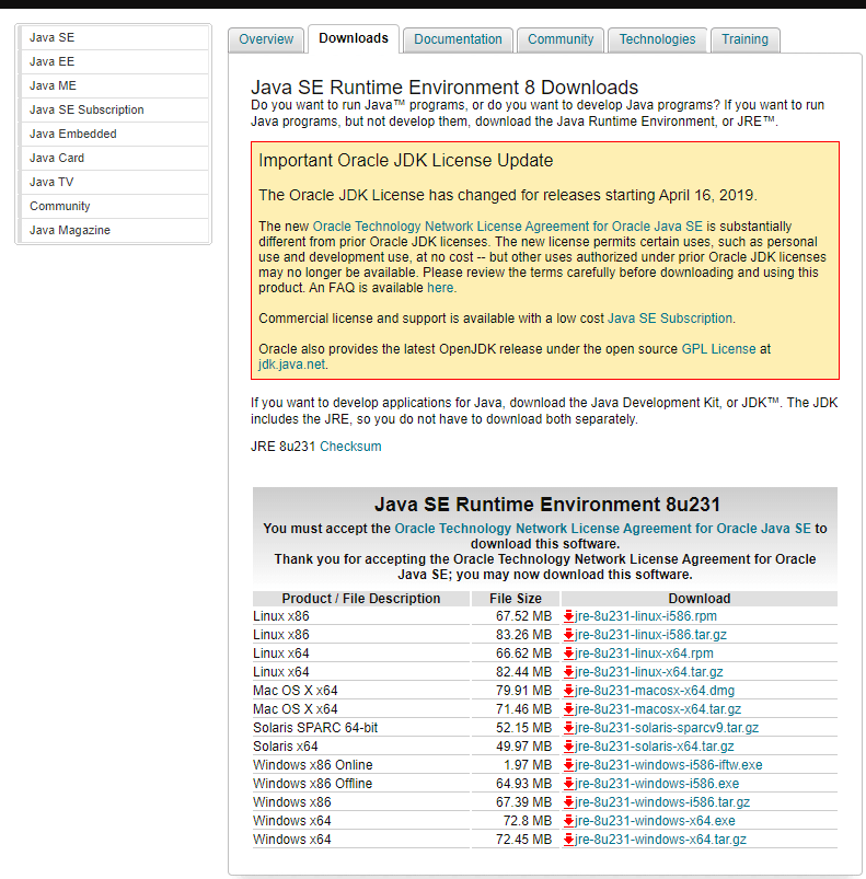 JRE(version 1.8 or above) Installation for Microsoft Windows (4229374)