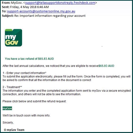 Another email scam fake tax return