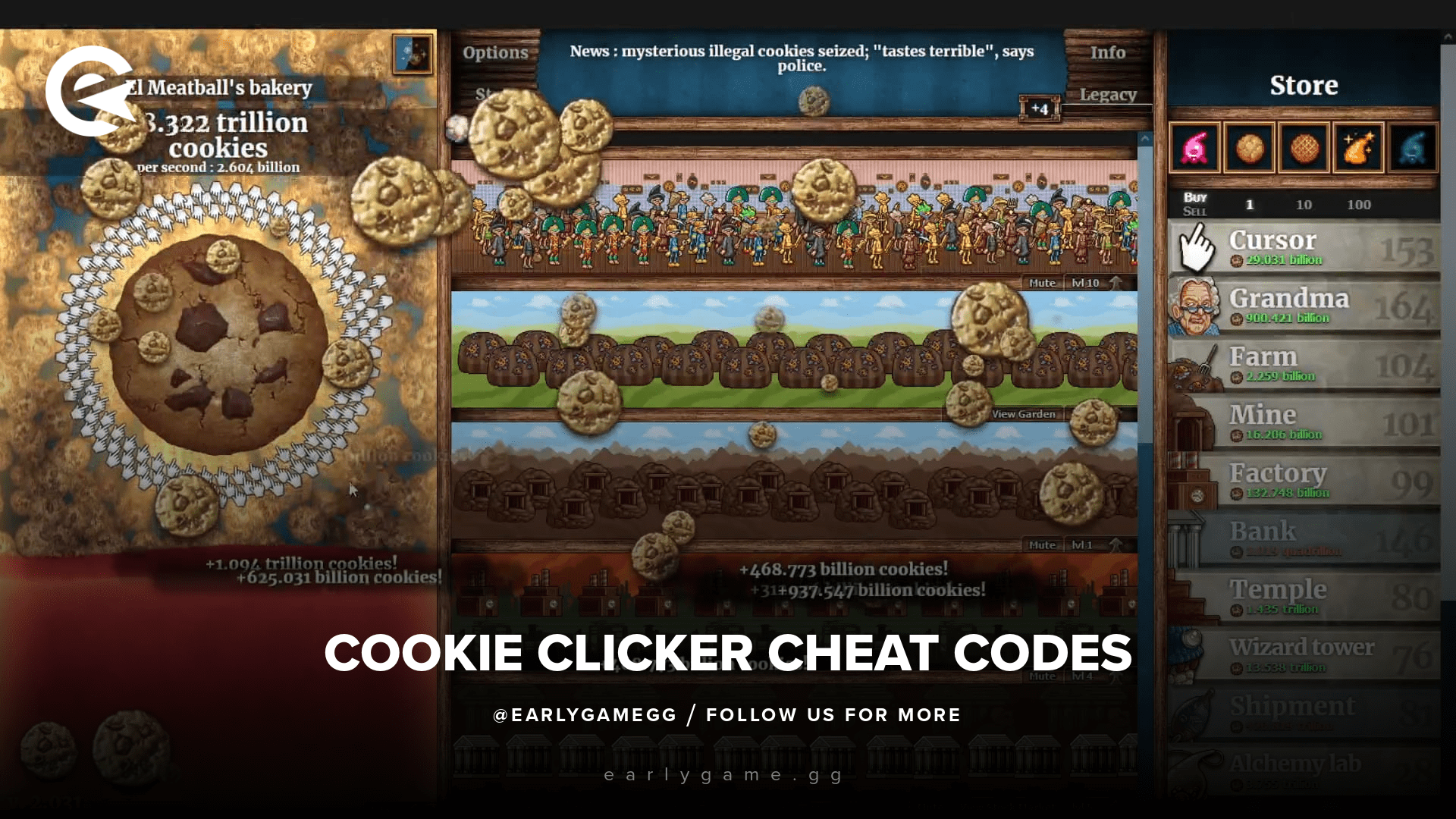 Cookie Clicker Cheat Codes List) EarlyGame