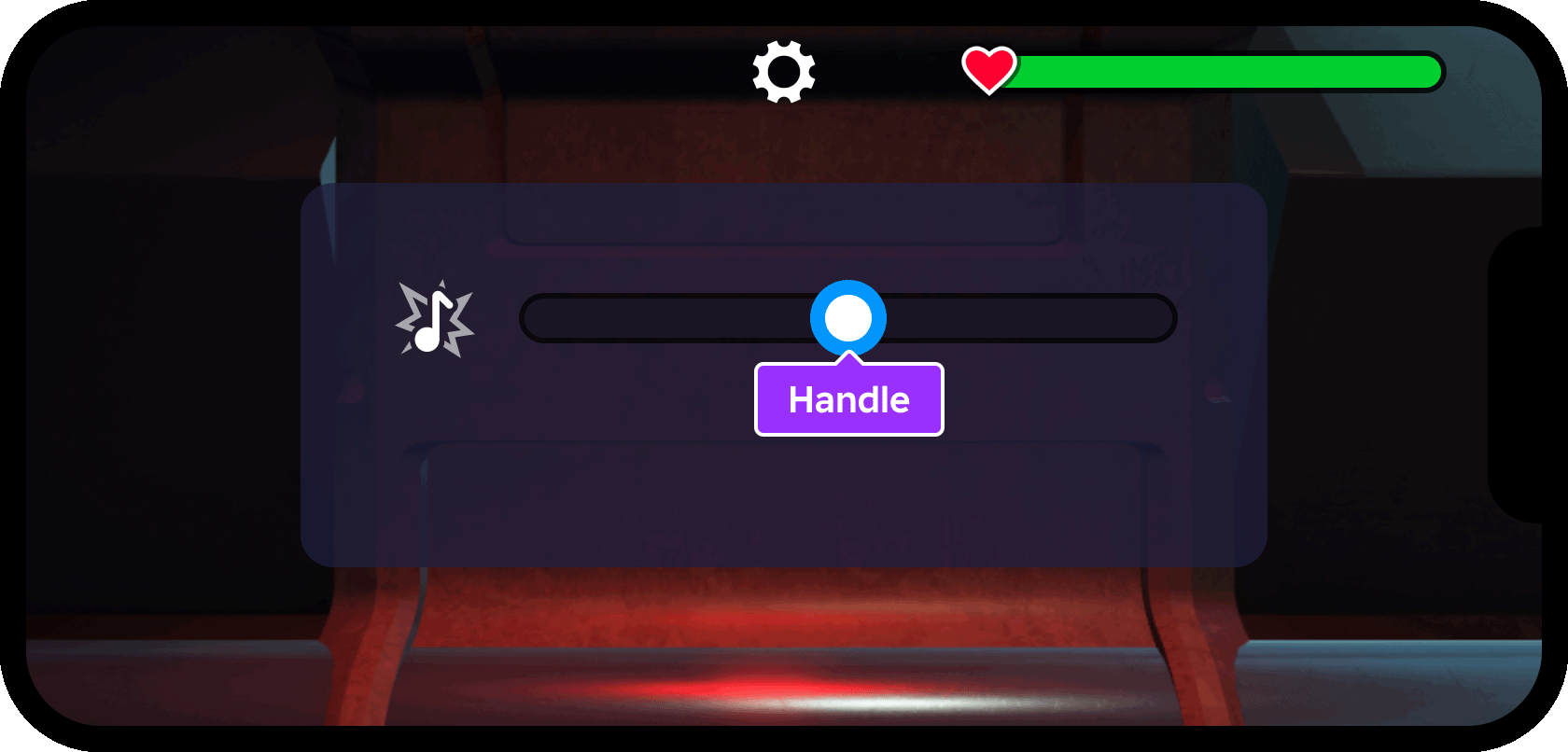Interactive slider handle positioned within range frame.