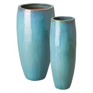 Set of 2 Tall Ceramic Jars Emissary