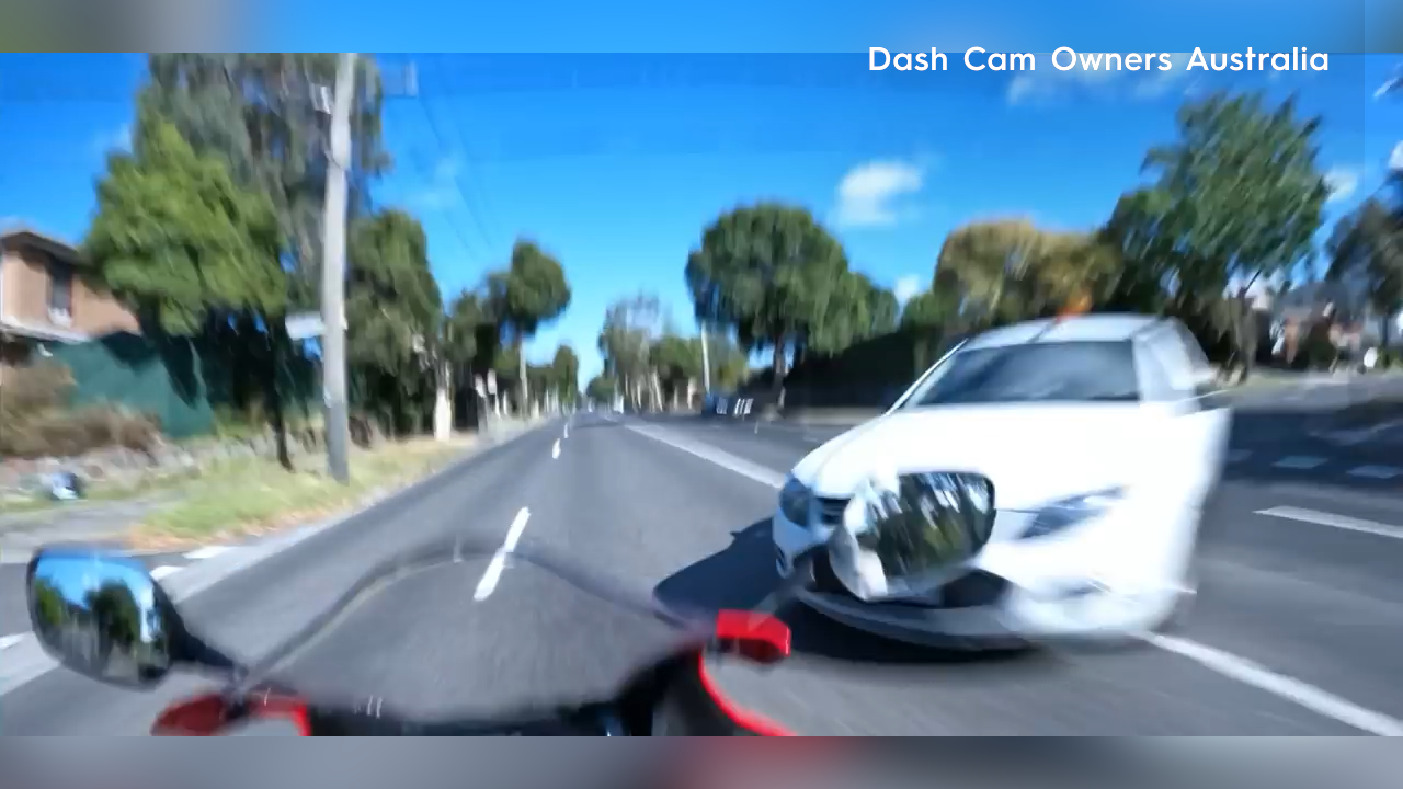 Dashcam footage shows Melbourne motorcyclist being taken out by ute