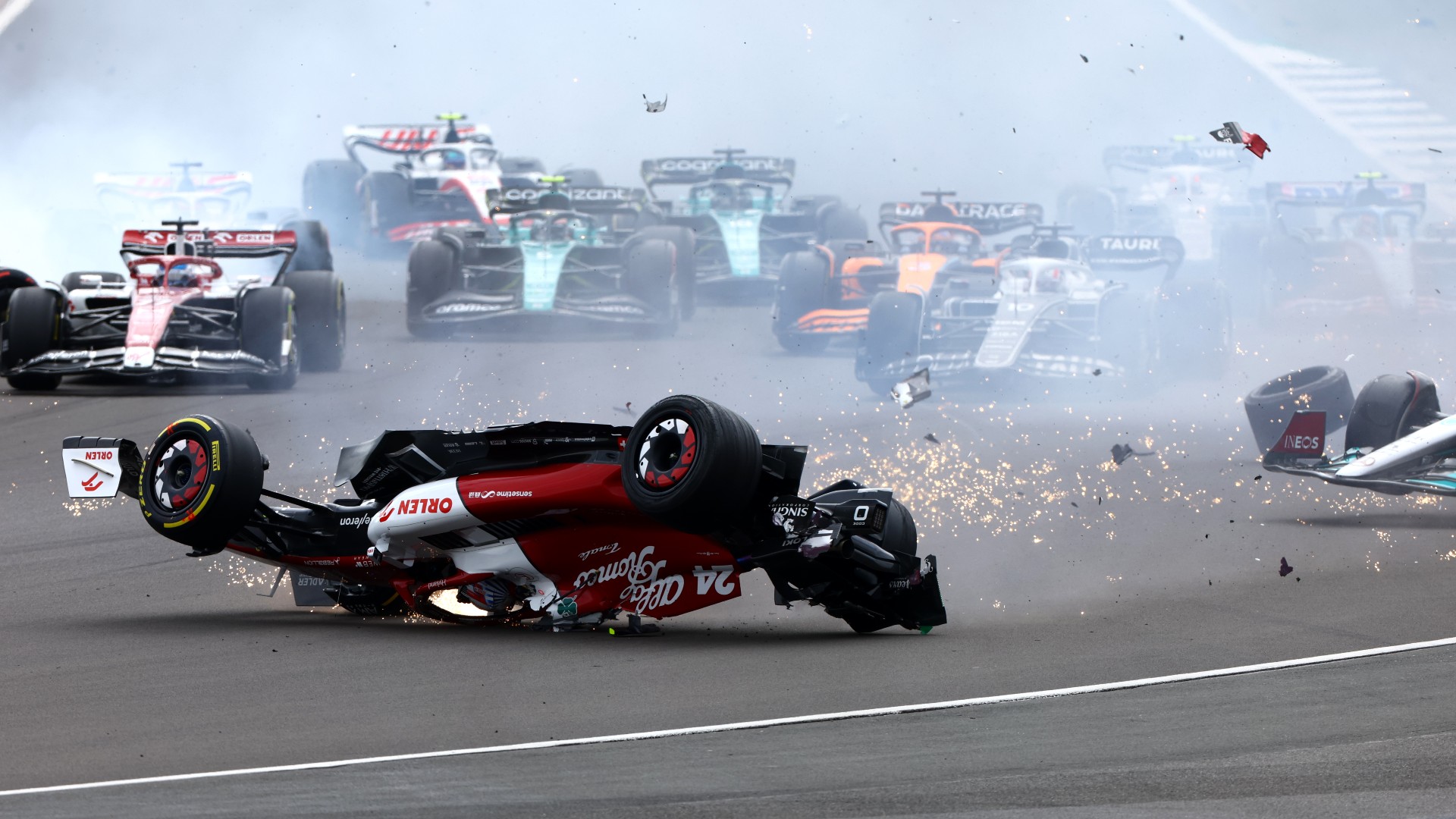 Formula 1 2022 Zhou Guanyu survives unbelievable crash at Silverstone