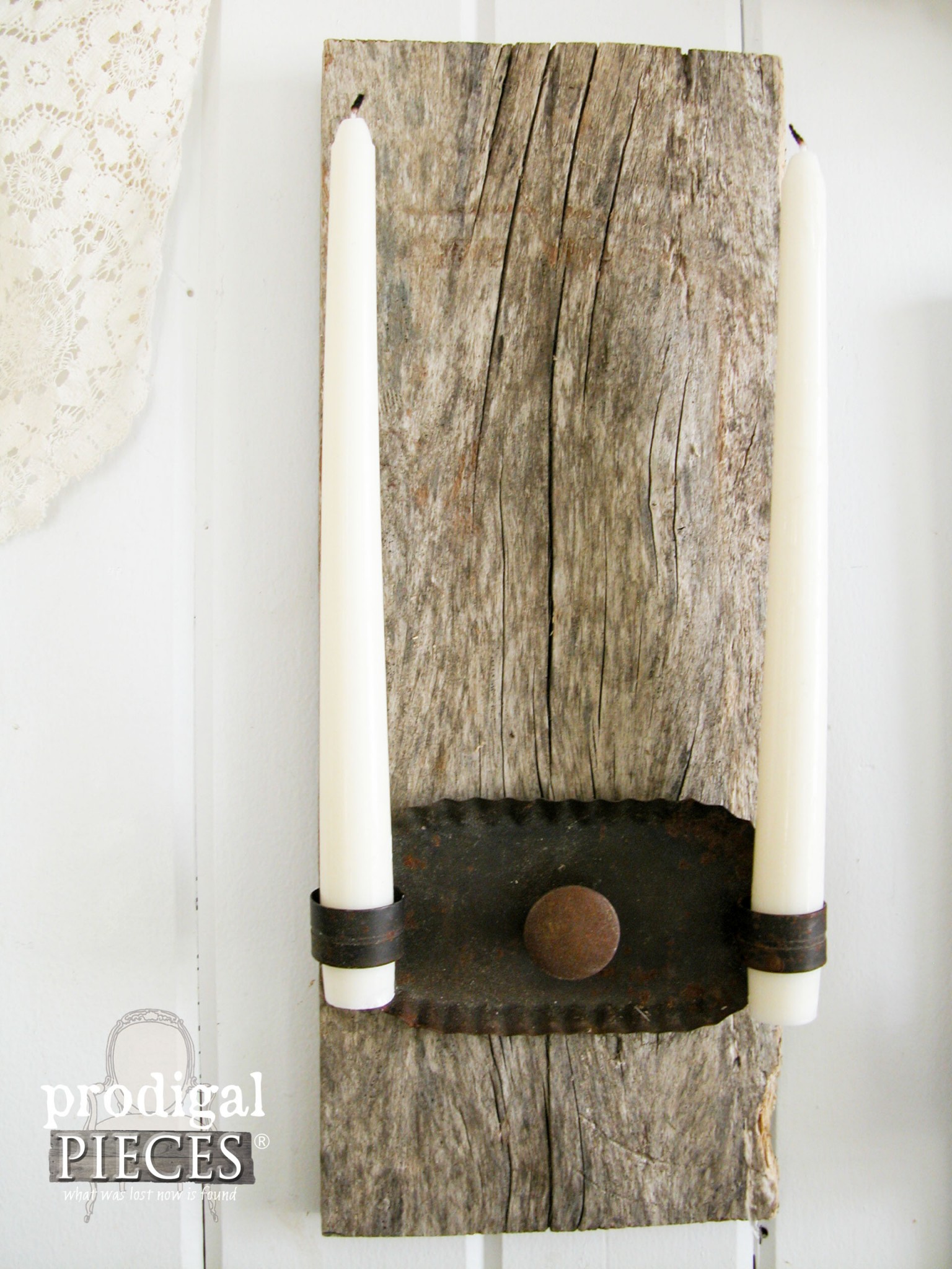 Repurposed Candle Sconces from Barn Wood Prodigal Pieces