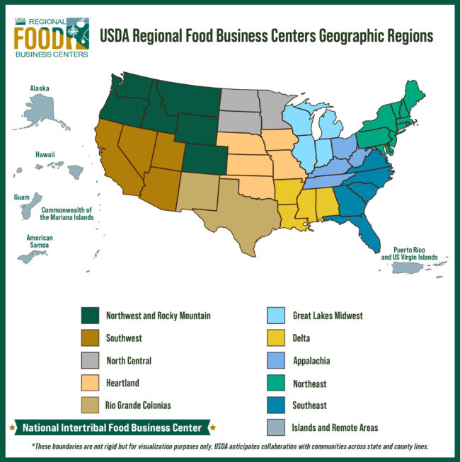 USDA regional map Produce Processing