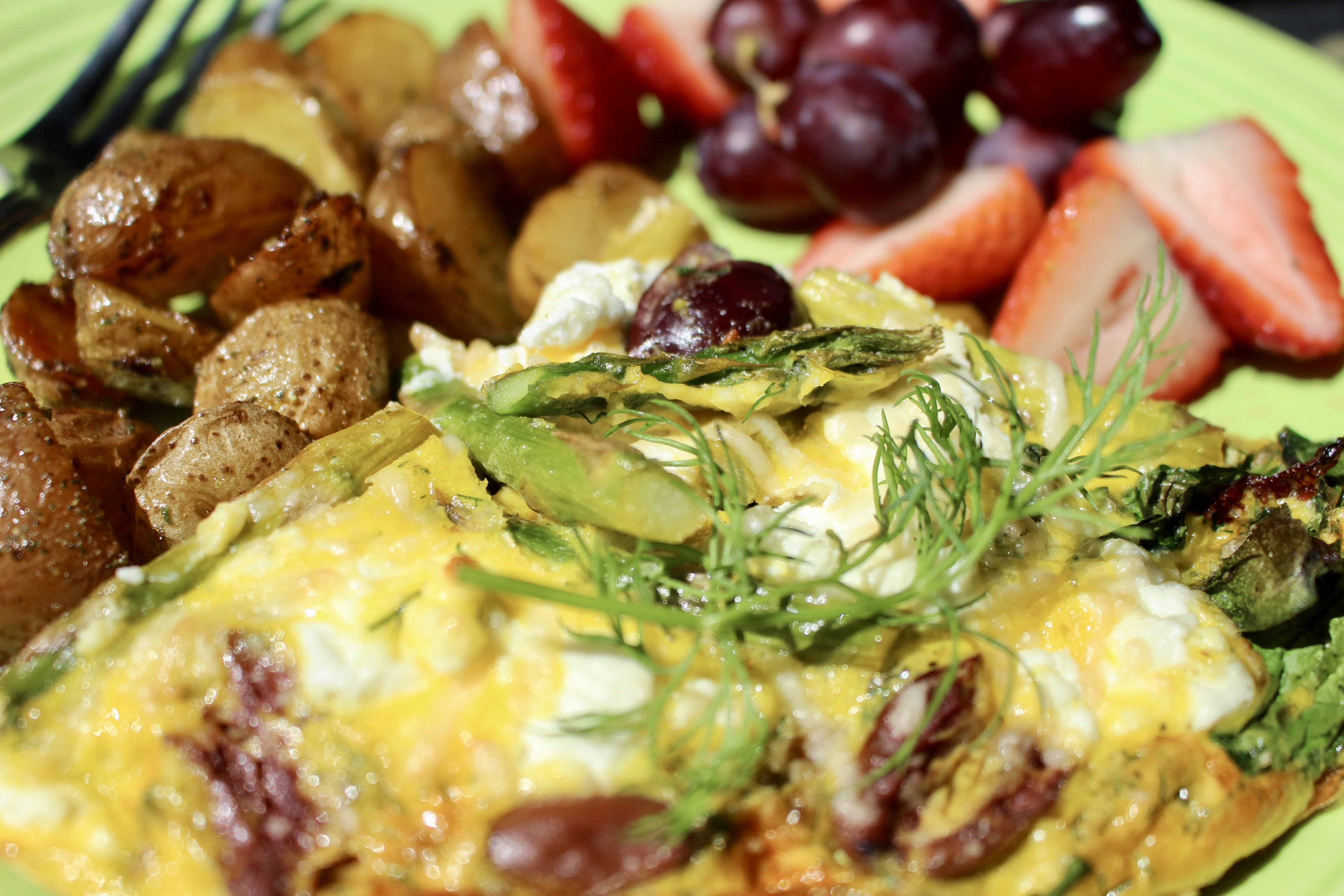ASPARAGUS, MUSHROOM, & GOAT CHEESE FRITTATA WITH LEMON ROASTED POTATOES HOMESPUN CUISINE
