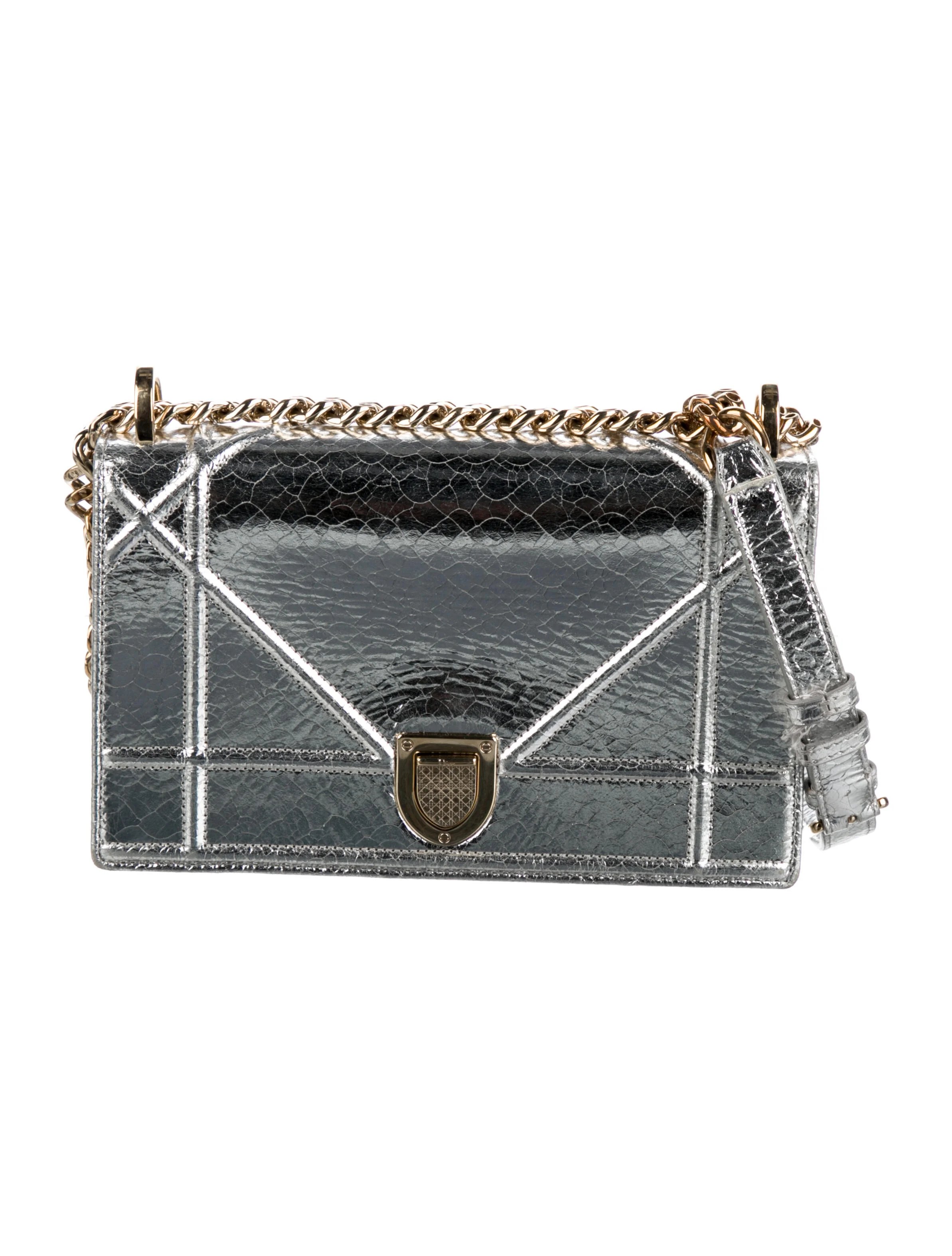 Christian Dior Medium Diorama Flap Bag Metallic Shoulder Bags