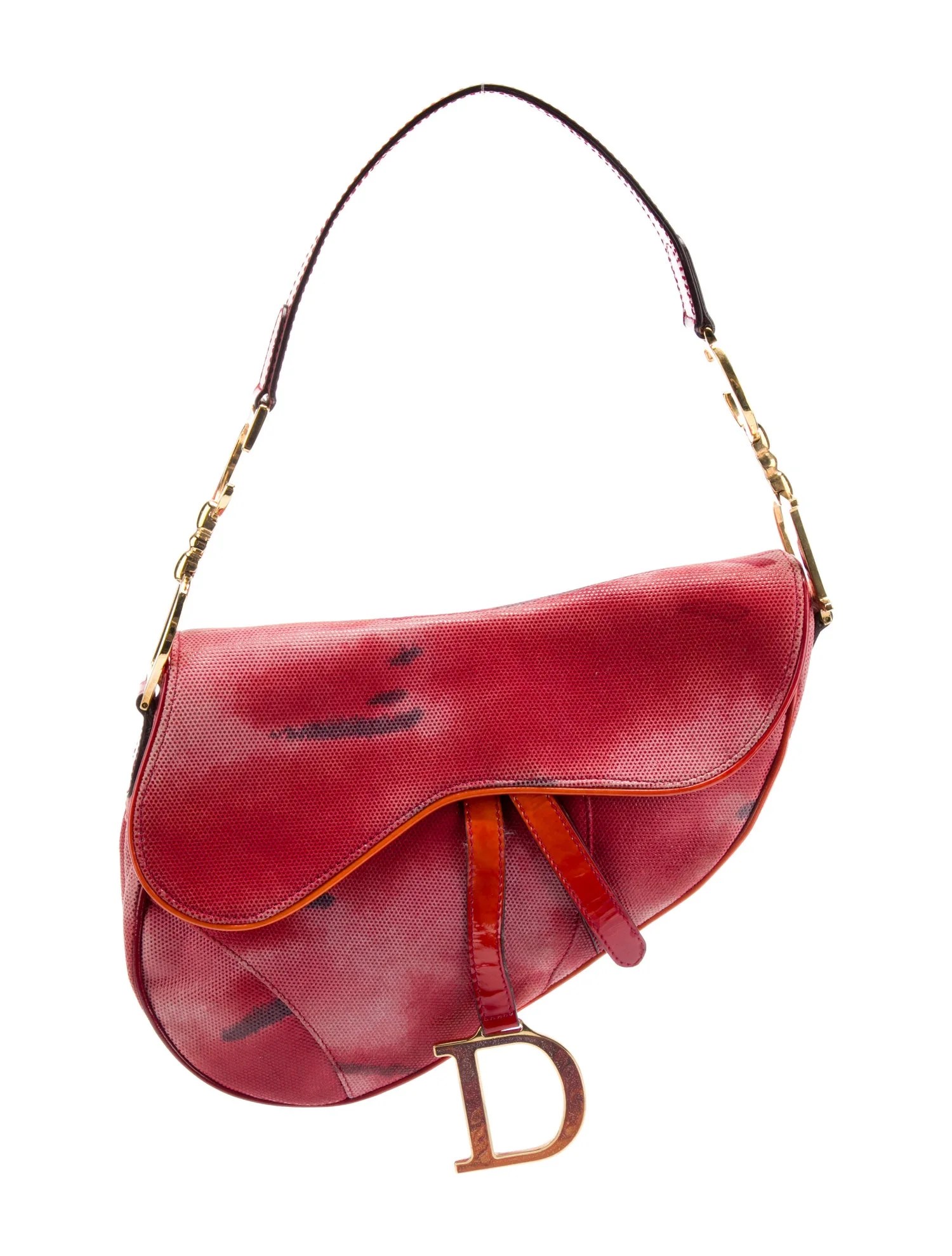Christian Dior Vintage Saddle Bag Red Shoulder Bags, Handbags