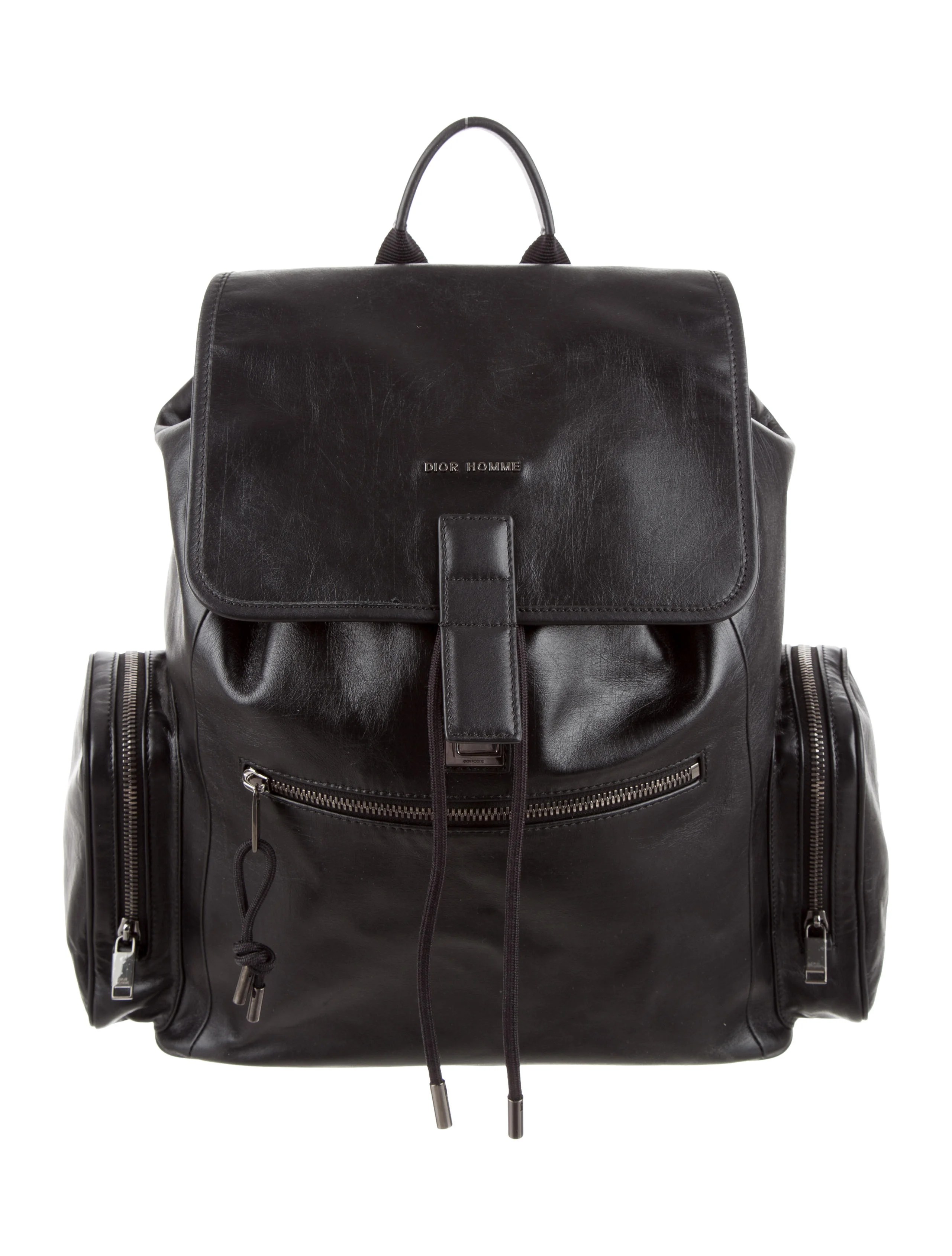 Dior Homme Leather Cargo Pocket Backpack Black Backpacks, Bags