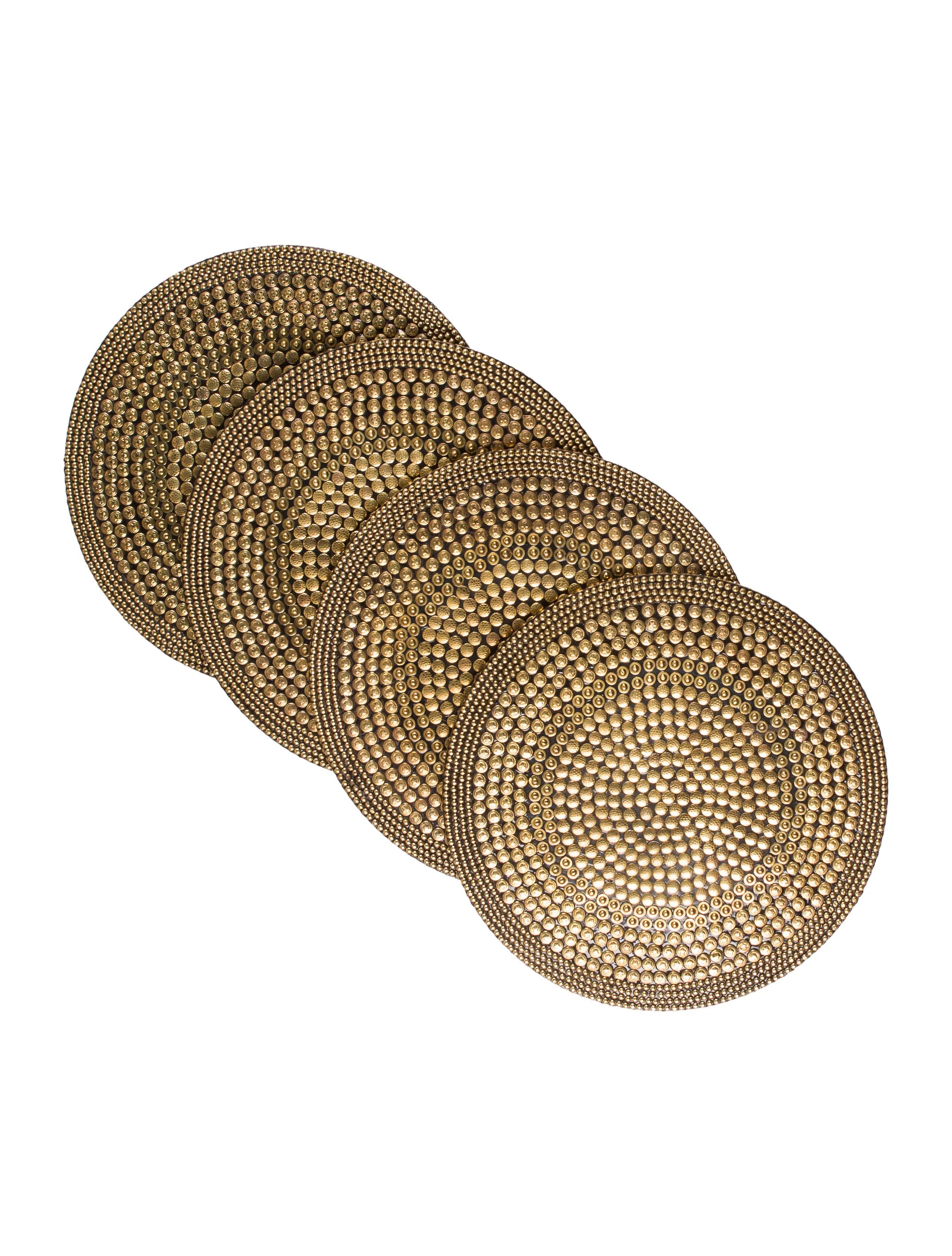 Kim Seybert Set of Four Round Beaded Placemats Tabletop And Kitchen
