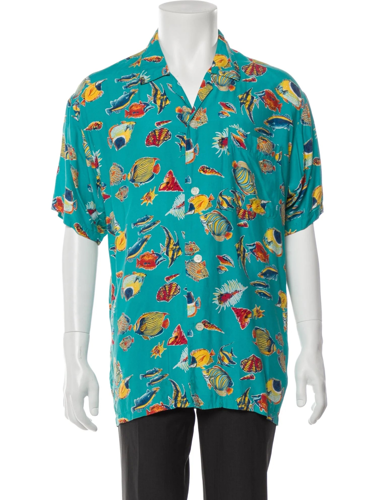 Moschino Printed Short Sleeve Shirt Blue Casual Shirts, Clothing