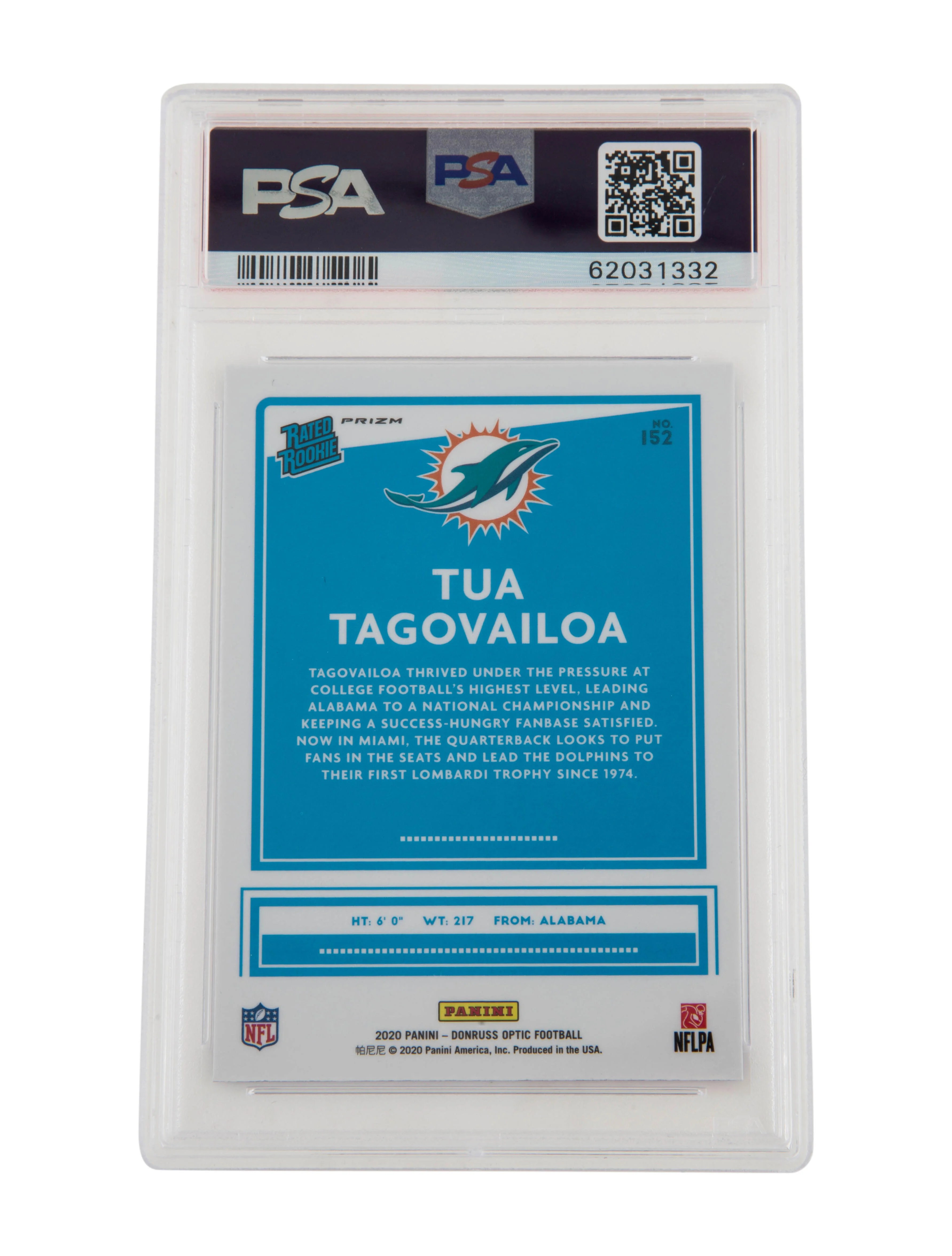 Trading Cards 2020 Panini Donruss Optic Tua Tagovailoa PSA 10 Rookie