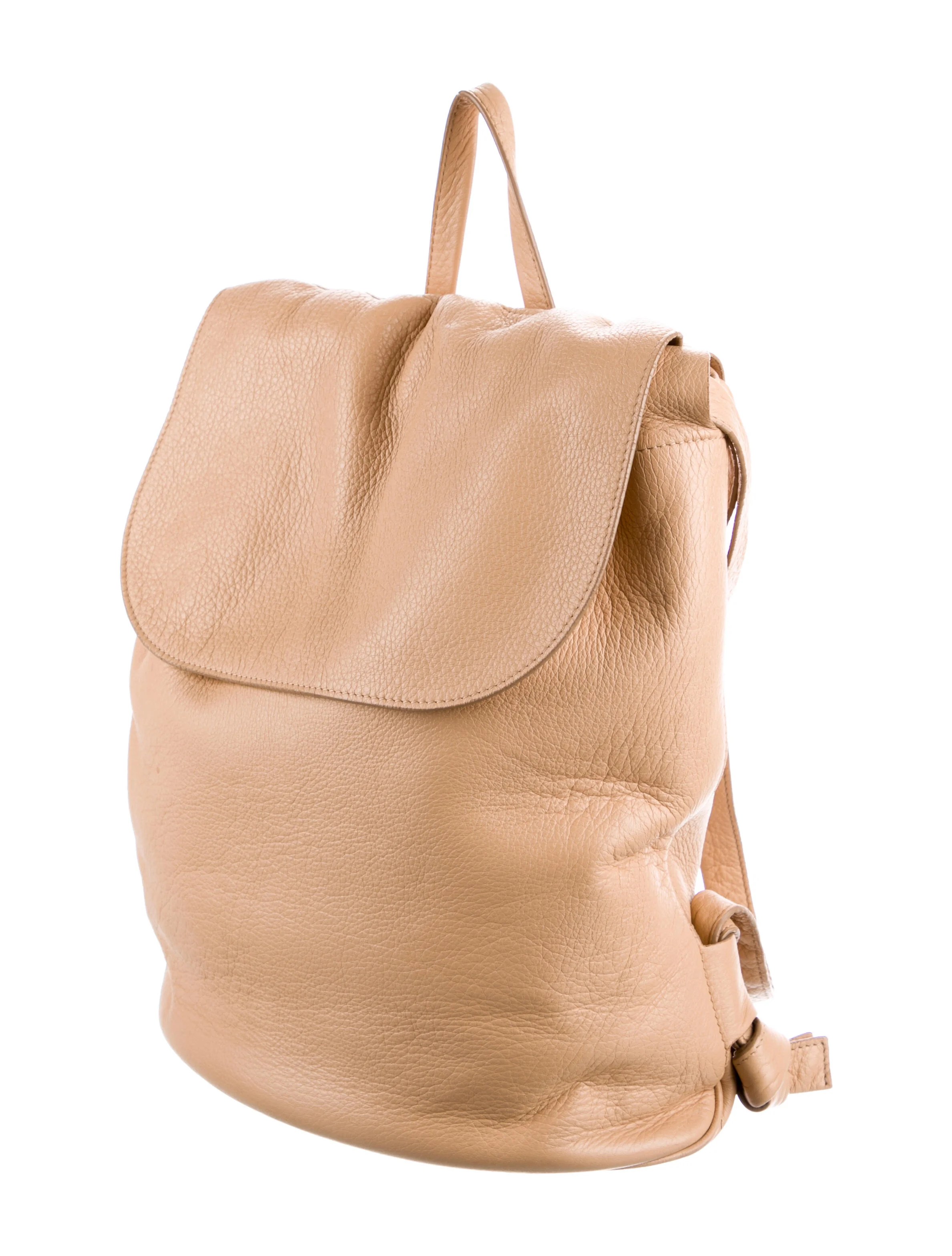 Polène Leather Backpack Green Backpacks, Handbags WPLNE21316 The